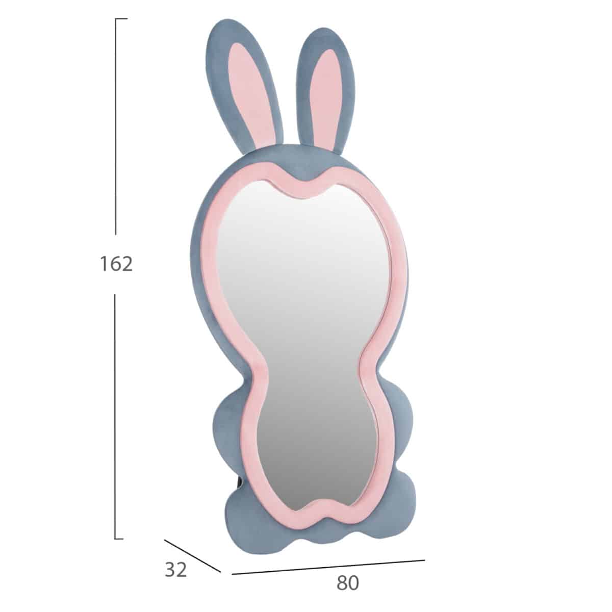 ΠΑΙΔΙΚΟΣ ΚΑΘΡΕΦΤΗΣ ΔΑΠΕΔΟΥ BUNNY HM4489.02 MDF ΡΟΖ & ΜΠΛΕ-ΜΑΥΡΟ STAND 80x162Υεκ. - Image 2