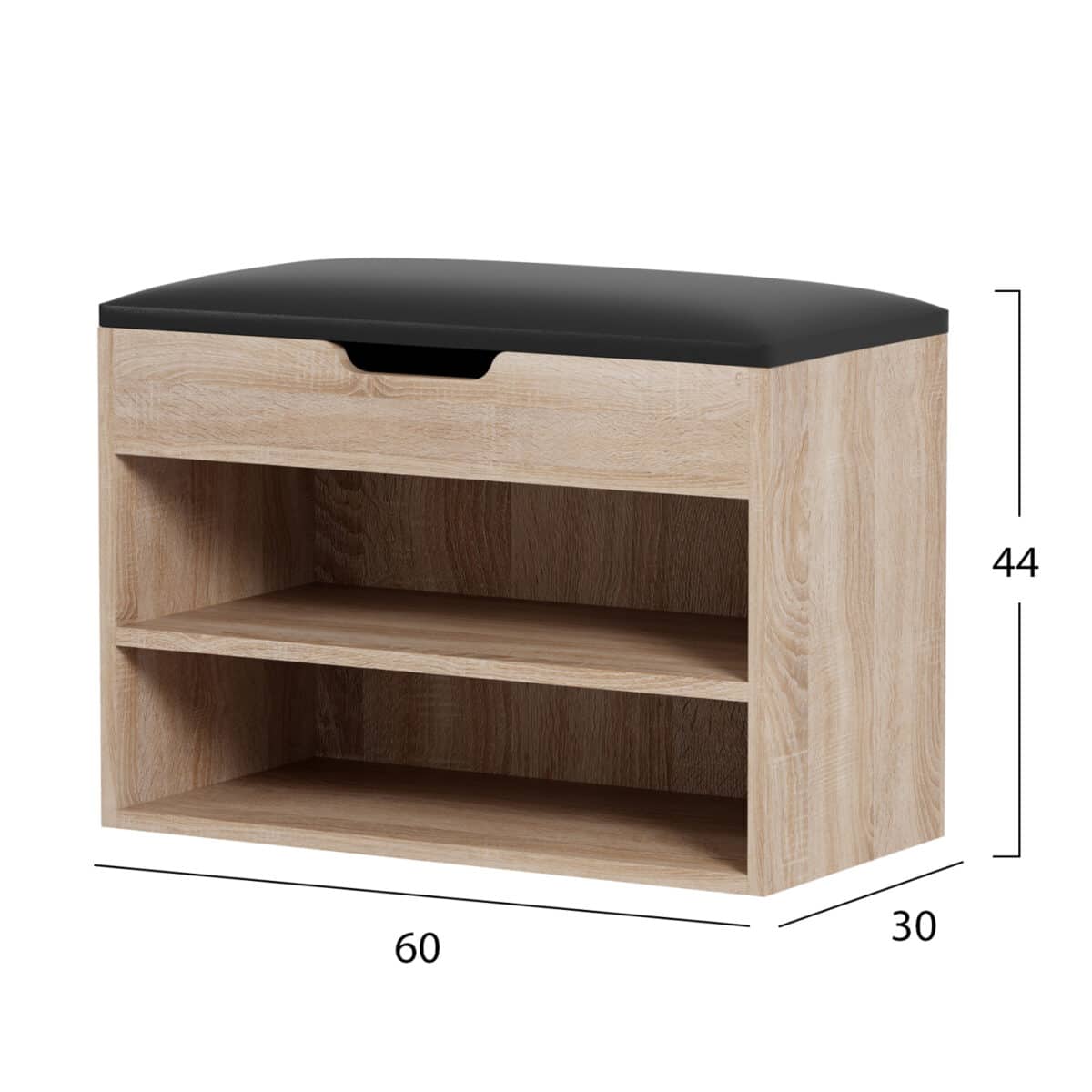 ΠΑΠΟΥΤΣΟΘΗΚΗ ΜΕ ΚΑΘΙΣΜΑ ROMIR HM2477.01 ΜΕΛΑΜΙΝΗ ΣΕ ΣΟΝΑΜΑ-ΚΑΘΙΣΜΑ ΚΑΦΕ 60x30x44Υ - Image 2