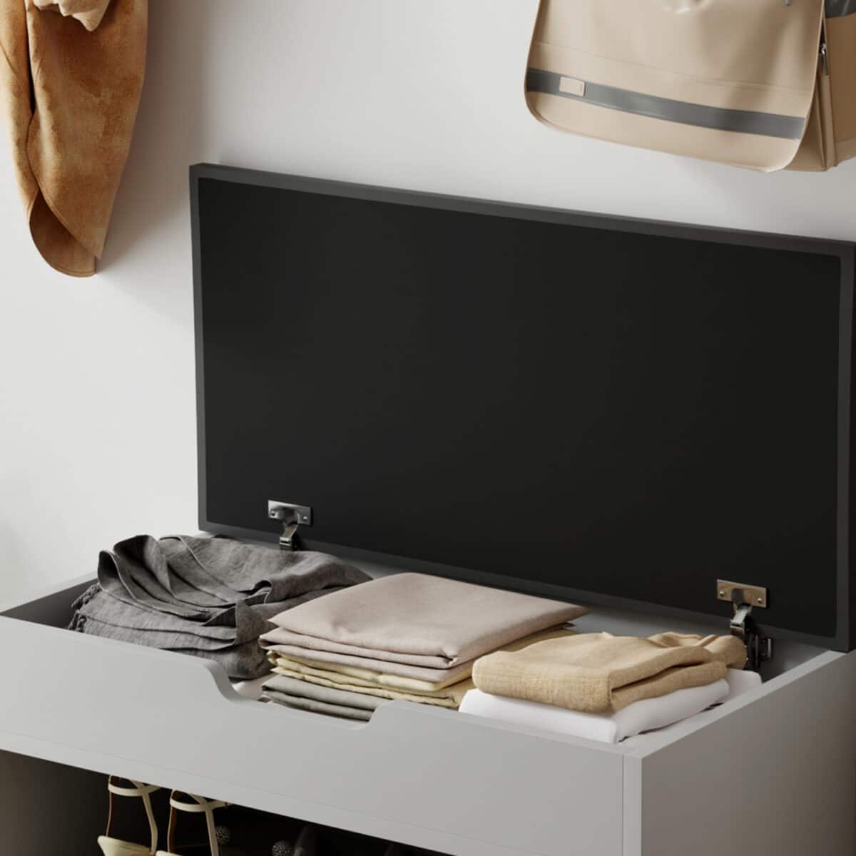 ΠΑΠΟΥΤΣΟΘΗΚΗ ΜΕ ΚΑΘΙΣΜΑ ROMIR HM2477.05 ΜΕΛΑΜΙΝΗ ΓΚΡΙ-ΚΑΘΙΣΜΑ PU ΑΝΘΡΑΚΙ 60x30x44Υ - Image 6