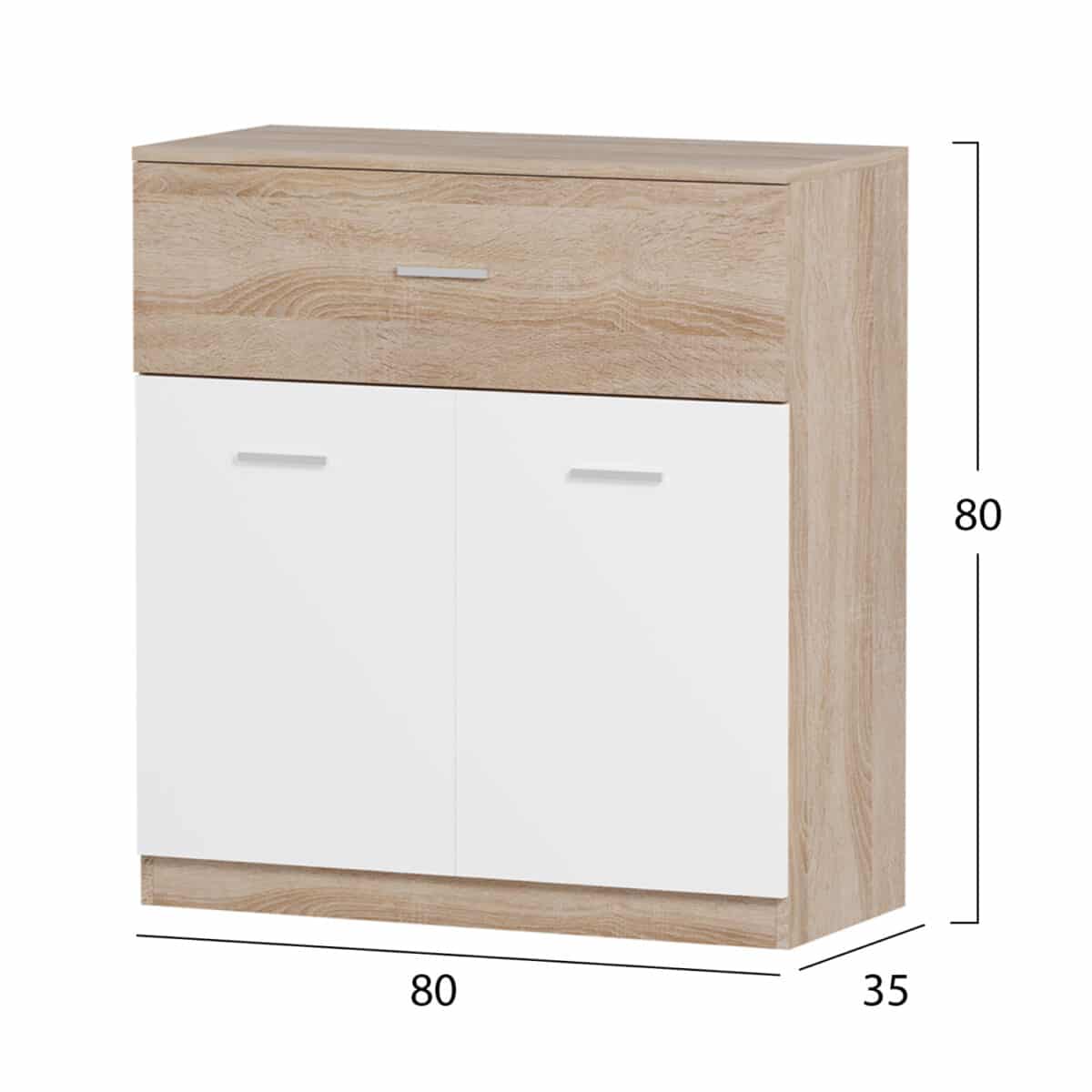 ΠΑΠΟΥΤΣΟΘΗΚΗ ΜΕ ΣΥΡΤΑΡΙ DIONNE HM4362 ΜΕΛΑΜΙΝΗ ΣΕ ΣΟΝΑΜΑ-ΛΕΥΚΟ 80x35x84Υεκ - Image 2