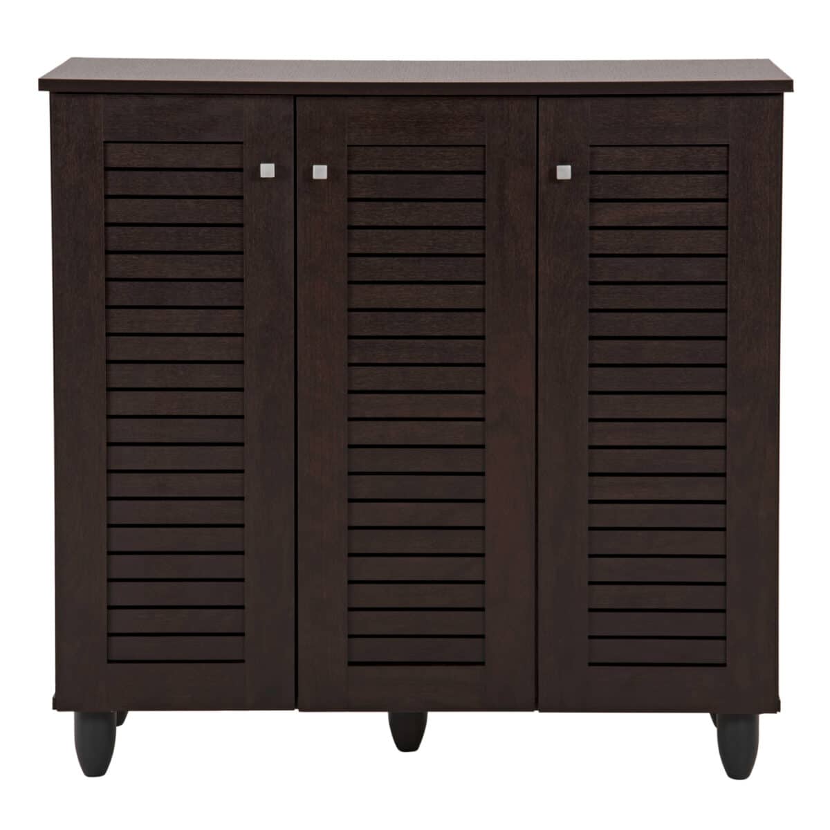 ΠΑΠΟΥΤΣΟΘΗΚΗ-ΝΤΟΥΛΑΠΑ PROLLY HM9609.01 ΜΕΛΑΜΙΝΗ WENGE-3ΠΟΡΤΕΣ-4ΡΑΦΙΑ 87x32x88Υεκ. - Image 3