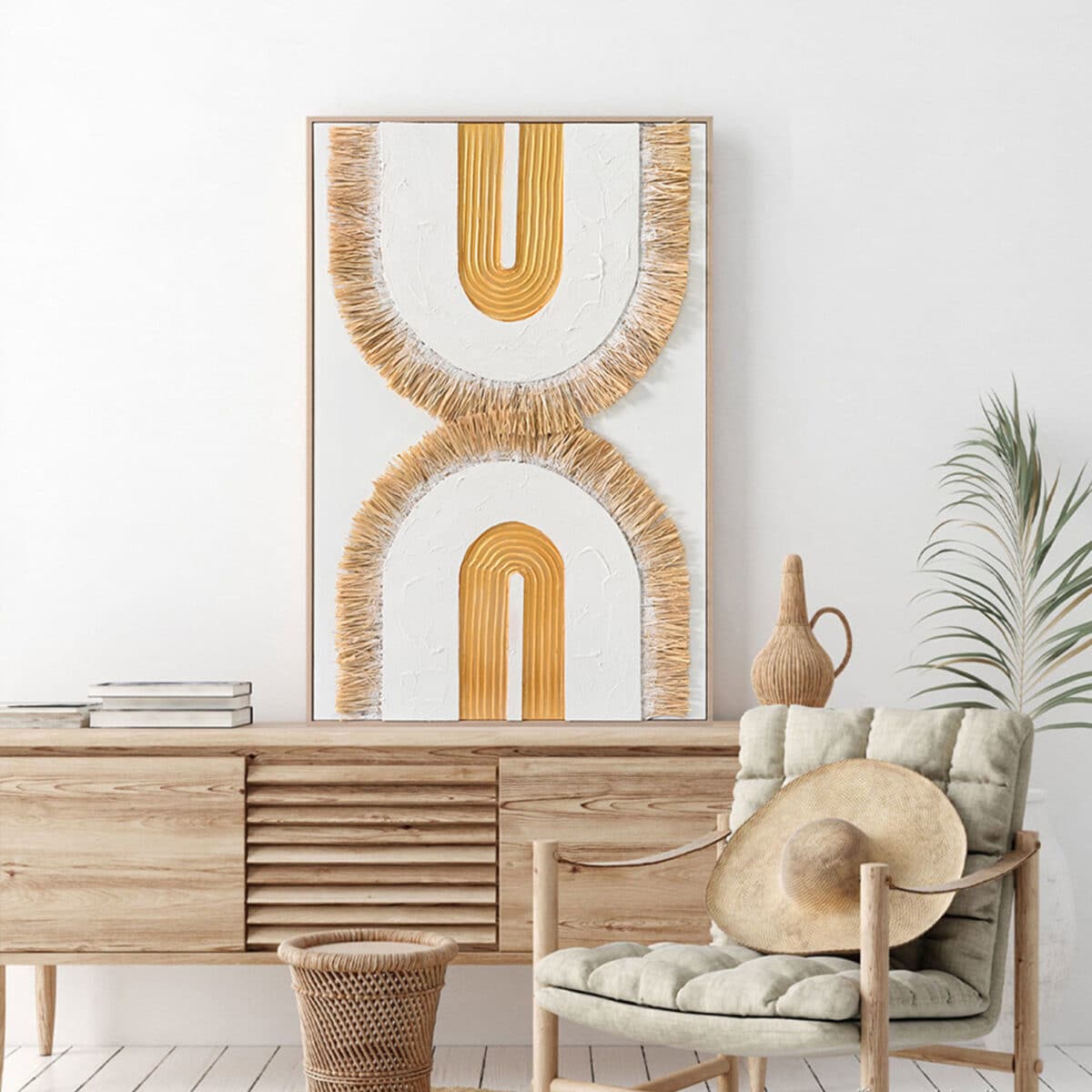 ΠΙΝΑΚΑΣ 3D HM4537.01 ΜΕ ΚΟΡΝΙΖΑ ΜΠΕΖ-ΚΑΜΒΑΣ ΛΕΥΚΟΣ-ΧΕΙΡΟΠΟΙΗΤΟΣ 80x3,5x120Υεκ. - Image 3