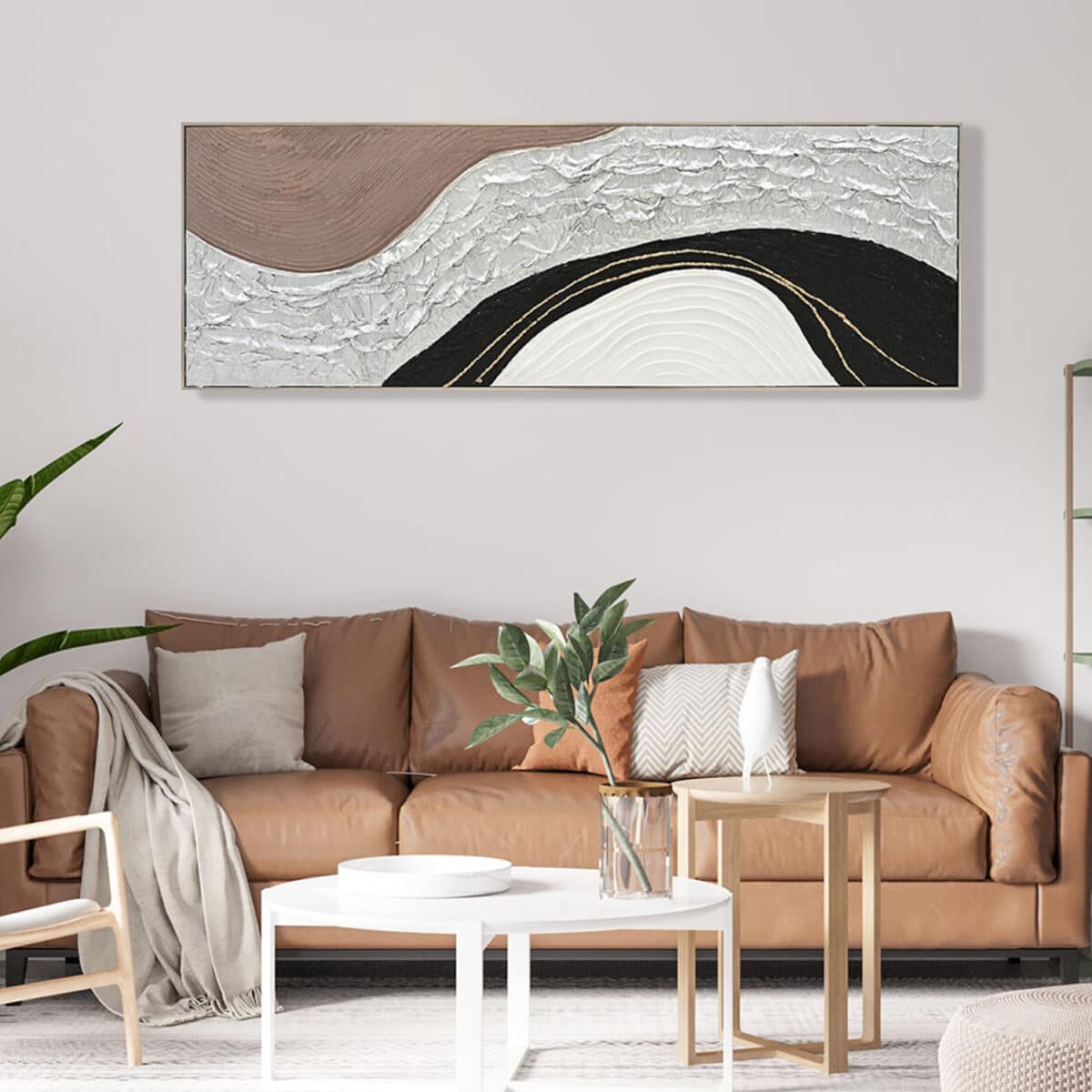 ΠΙΝΑΚΑΣ ΤΟΙΧΟΥ ABSTRACT HM4552.01 ΜΕ ΚΟΡΝΙΖΑ ΜΠΕΖ-ΚΑΜΒΑΣ- ΧΕΙΡΟΠΟΙΗΤΟΣ 152x4.5x52Υεκ. - Image 3