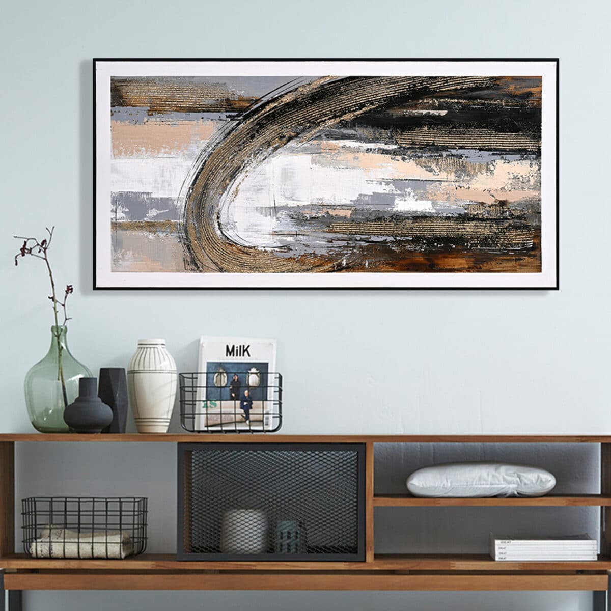 ΠΙΝΑΚΑΣ TOIXOY HM4538 ΜΕ ΚΟΡΝΙΖΑ ΜΑΥΡΗ-ΚΑΜΒΑΣ ΜΕ ΑΦΗΡΗΜΕΝΟ ΣΧΕΔΙΟ 72x4,5x142Υεκ. - Image 3