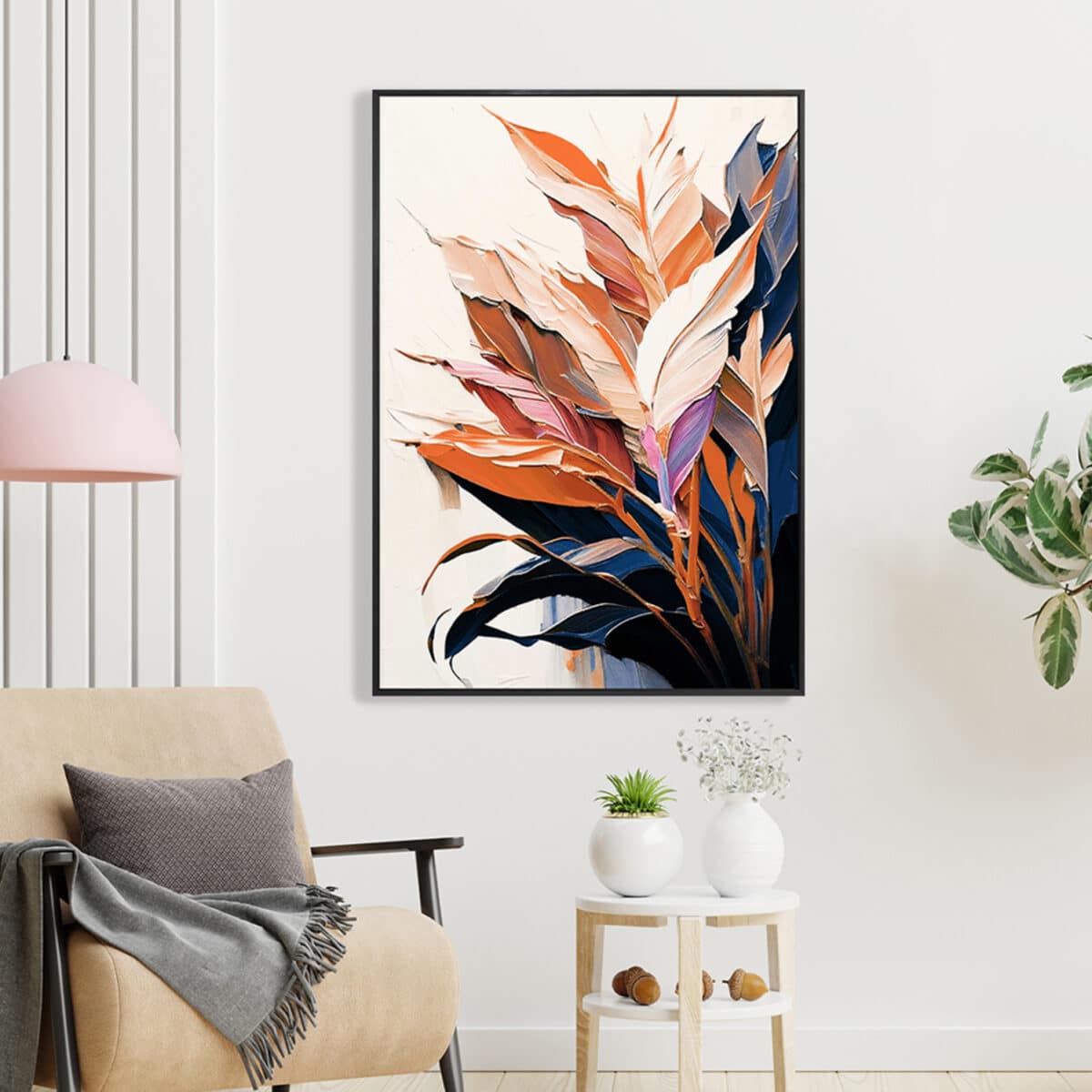 ΠΙΝΑΚΑΣ TOIXOY TROPICO HM4547.02 ΚΟΡΝΙΖΑ ΜΑΥΡΗ-ΚΑΜΒΑΣ ΕΚΤΥΠΩΣΗ ΦΥΛΛΑ 52,5x2,8x72,5Υεκ. - Image 3