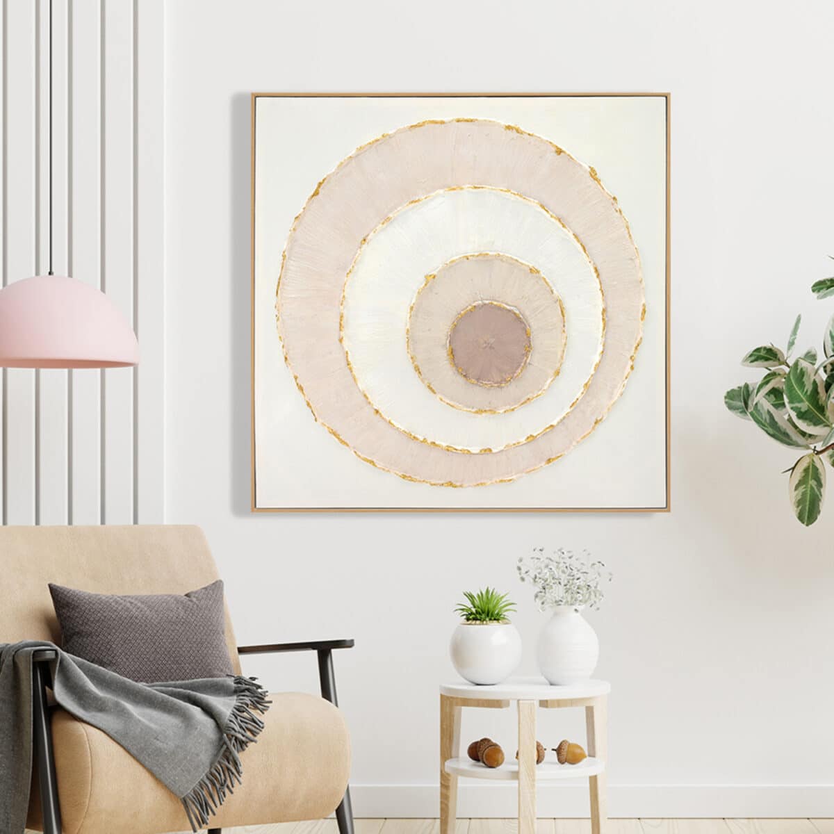 ΠΙΝΑΚΑΣ TOIXOY HM4559 ΜΕ ΚΟΡΝΙΖΑ ΜΠΕΖ-ΚΑΜΒΑΣ ΚΥΚΛΟΙ 82x4,5x82Υεκ. - Image 3