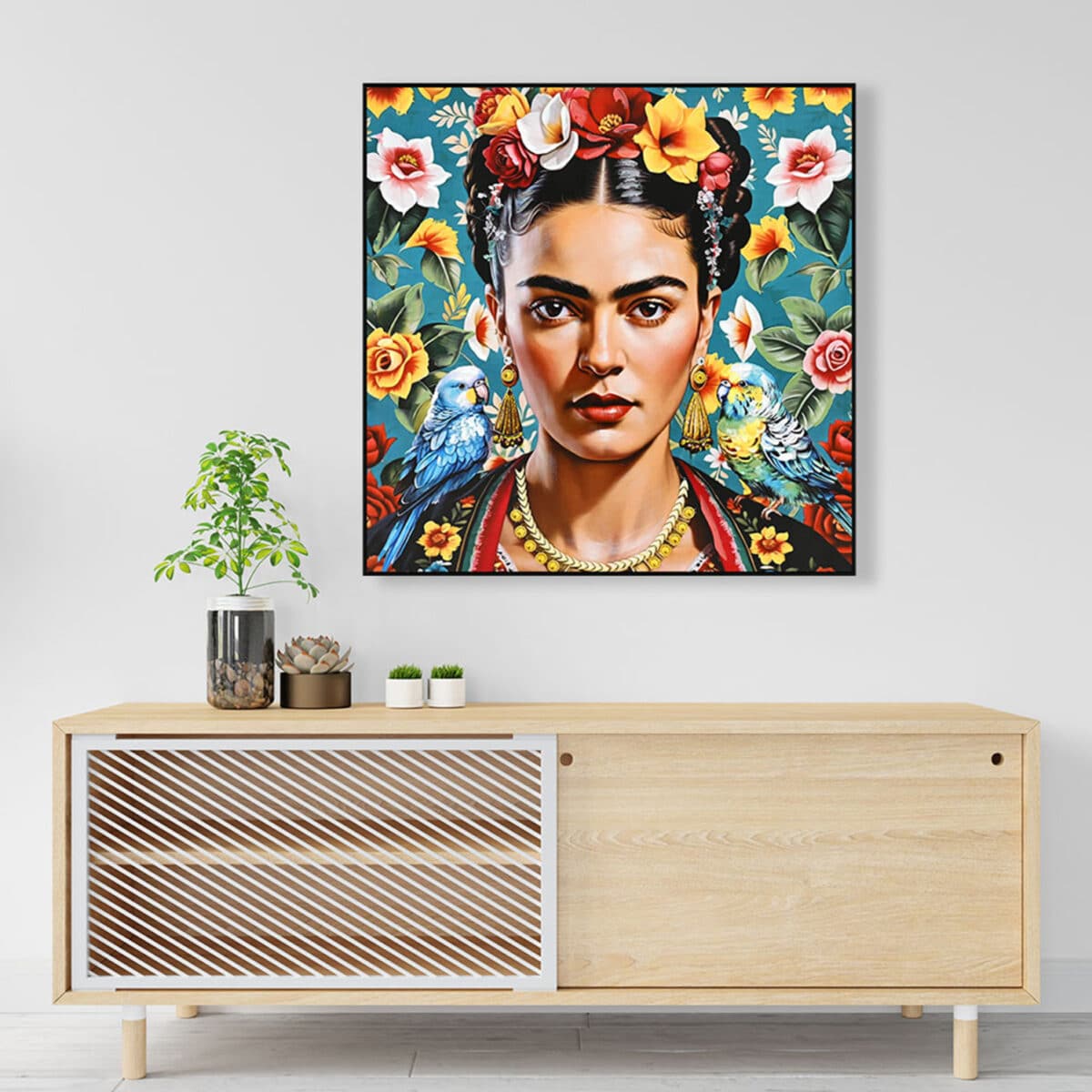 ΠΙΝΑΚΑΣ TOIXOY PARROTS HM4567 ΜΕ ΚΟΡΝΙΖΑ ΜΑΥΡΗ-ΚΑΜΒΑΣ ΕΚΤΥΠΩΣΗ 82x4,5x82Υεκ. - Image 3