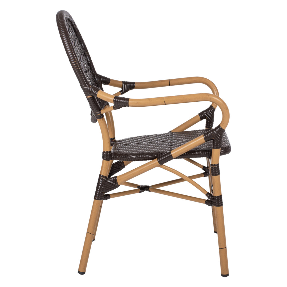 ΠΟΛΥΘΡΟΝΑ ΑΛΟΥΜΙΝΙΟΥ BAMBOO LOOK ΚΑΦΕ ΚΑΙ ΚΑΦΕ PE RATTAN HM5926.01 56x62x95Yεκ. - Image 4