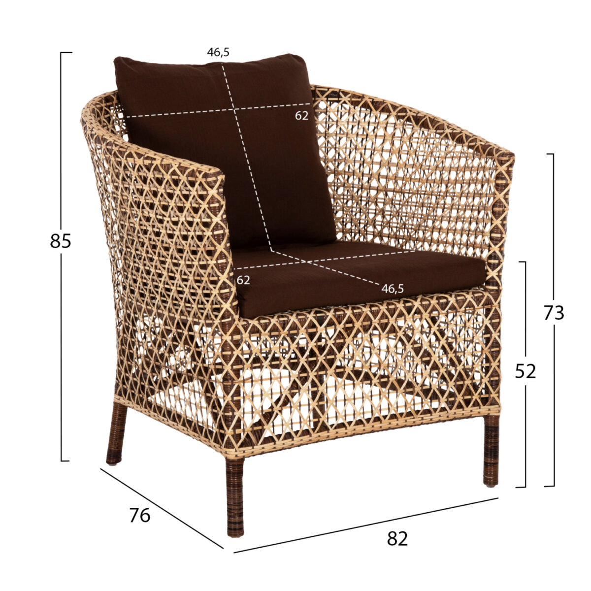 ΠΟΛΥΘΡΟΝΑ ΕΞΩΤ.ΧΩΡΟΥ HM6111 SILMAR-RATTAN ΚΑΦΕ ΚΑΙ ΦΥΣΙΚΟ-ΜΑΞΙΛΑΡΙΑ ΚΑΦΕ 82x76x85Υεκ - Image 2