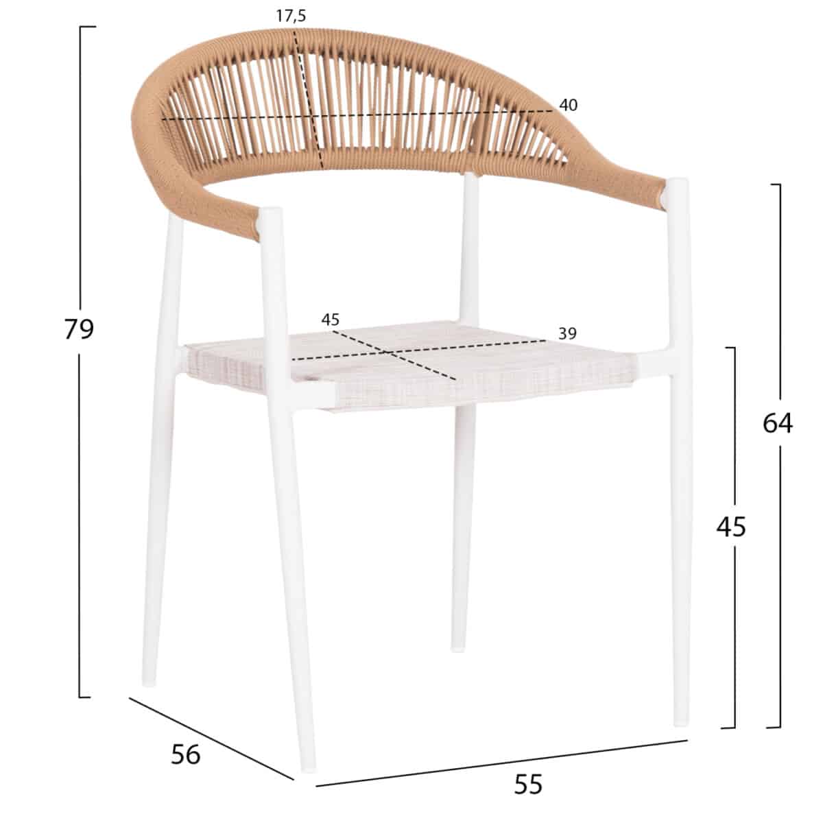 ΠΟΛΥΘΡΟΝΑ BERG HM6284.01 ΑΛΟΥΜΙΝΙΟ & TEXTILENE ΛΕΥΚΟ--P.E.TWISTED RATTAN 55x56x79Υεκ - Image 2
