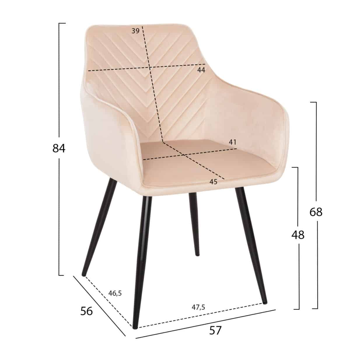 polythrona-fb9858205-ekroy-beloydo-mayra-1 ΠΟΛΥΘΡΟΝΑ LATRELL HM8582.05 ΕΚΡΟΥ ΒΕΛΟΥΔΟ & ΜΑΥΡΑ ΜΕΤΑΛΛΙΚΑ ΠΟΔΙΑ 54x57x84Yεκ. - Image 2