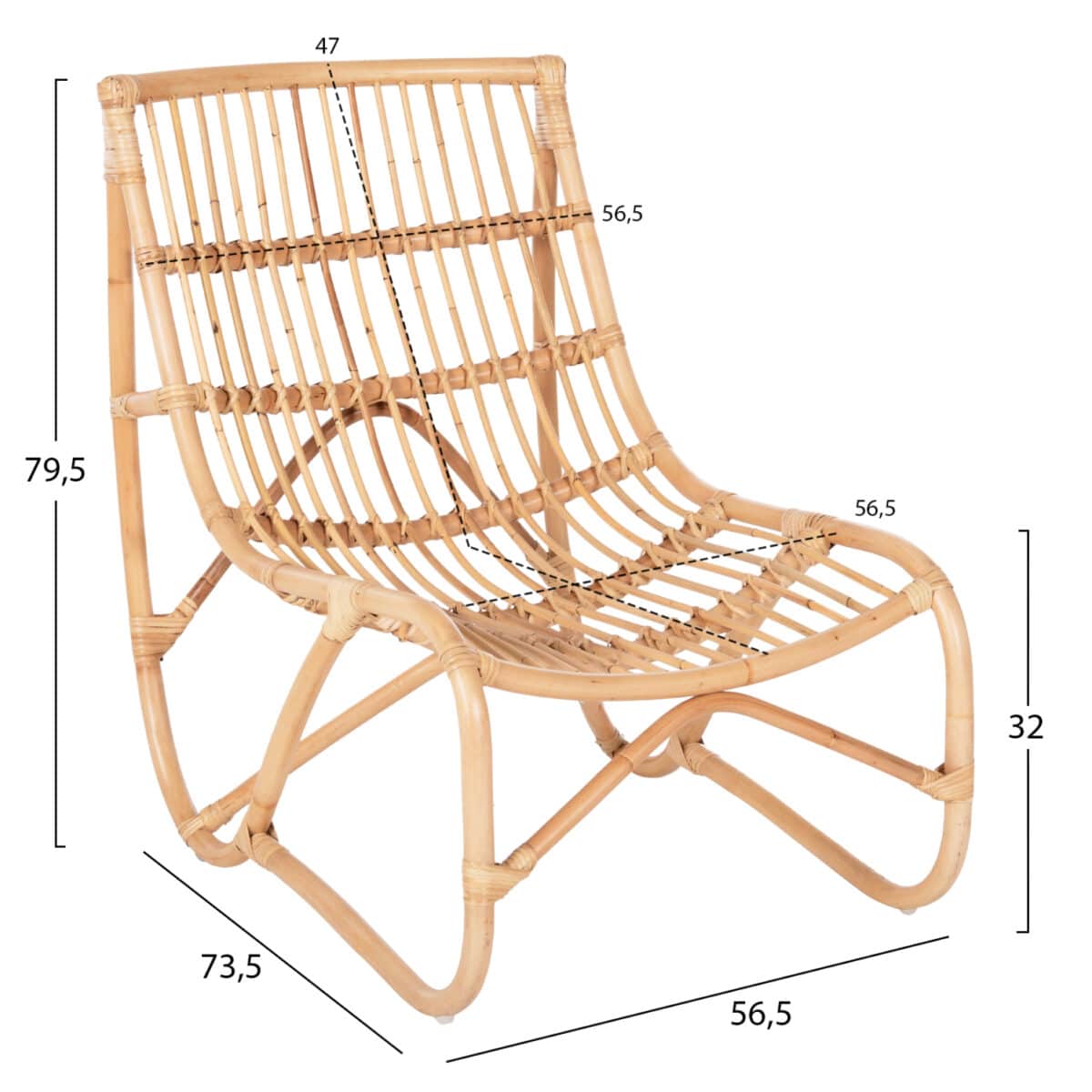 ΠΟΛΥΘΡΟΝΑ GRINN HM9815.01 ΡΑΒΔΟΙ RATTAN ΣΕ ΦΥΣΙΚΟ 56,5x73,5x79,5Υ εκ. - Image 2