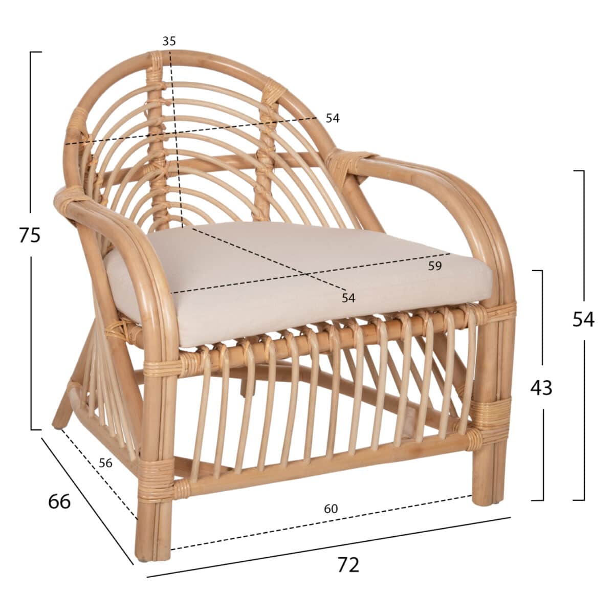 polythrona-fb99837-rattan-se-fysiko-leyk-1 ΠΟΛΥΘΡΟΝΑ FEMUR HM9837 RATTAN ΣΕ ΦΥΣΙΚΟ- ΛΕΥΚΟ ΜΑΞΙΛΑΡΙ 72x66x75Υεκ. - Image 2