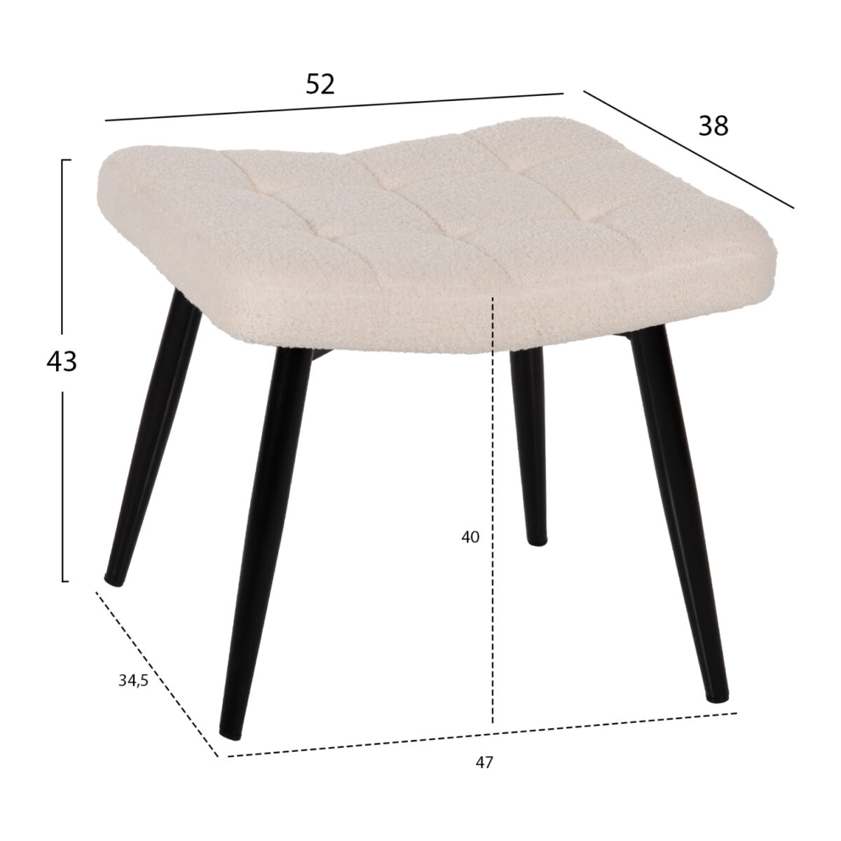 ΠΟΛΥΘΡΟΝΑ ΜΠΕΡΖΕΡΑ CRAWLEY ΜΕ ΥΠΟΠΟΔΙΟ HM8918.25 ΥΦΑΣΜΑ ΜΠΟΥΚΛΕ ΛΕΥΚΟ 70x74x105Y εκ. - Image 3