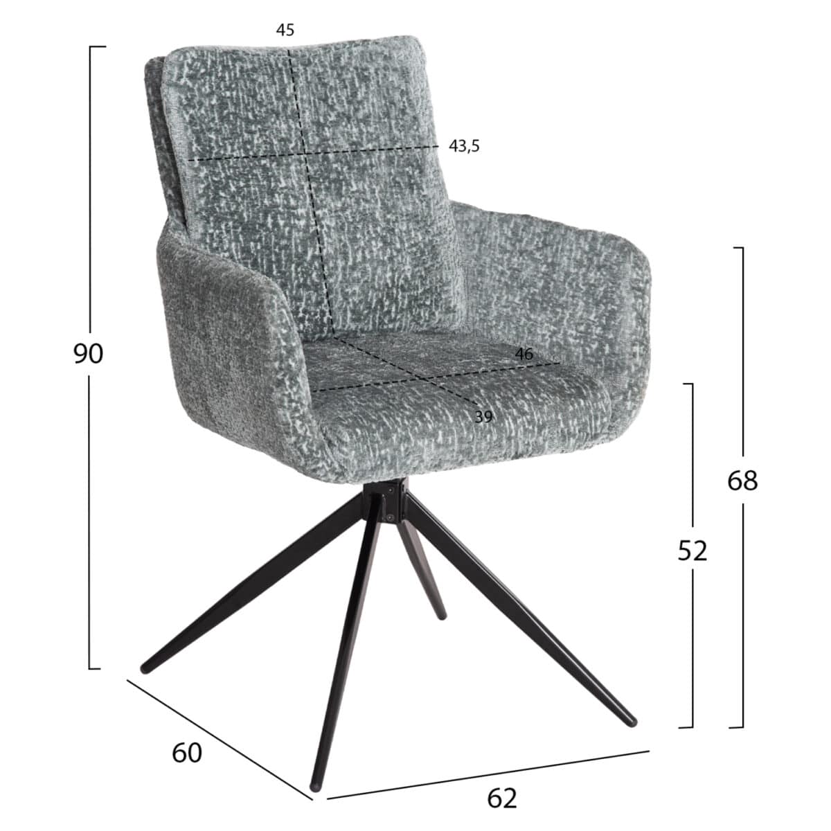 ΠΟΛΥΘΡΟΝΑ ΠΕΡΙΣΤΡΕΦOMENH BLANS HM9942.03 ΜΕΝΤΑ ΜΠΟΥΚΛΕ ΥΦΑΣΜΑ-ΜΕΤΑΛΛΙΚΑ ΠΟΔΙΑ 62x60x90Υ - Image 2