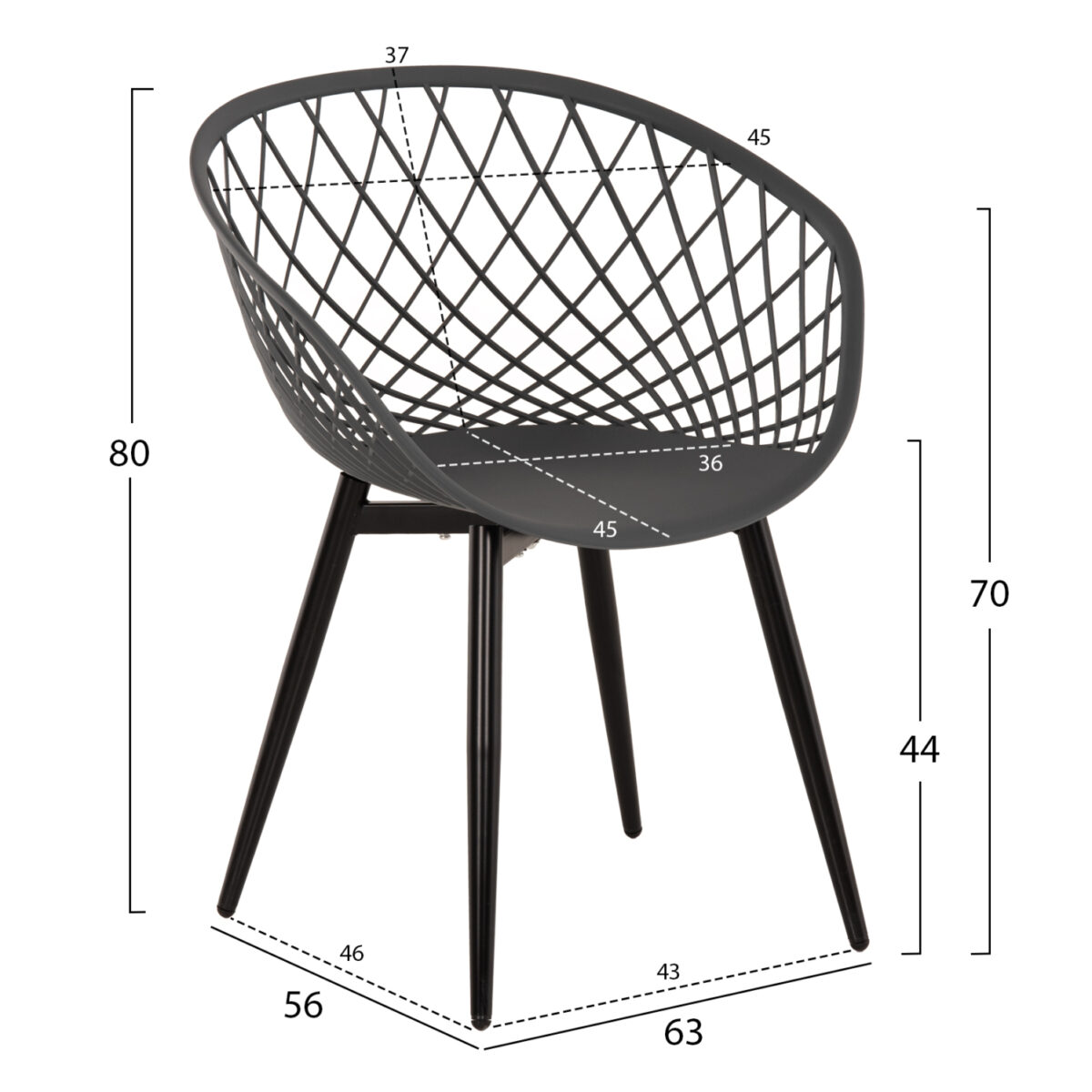 ΠΟΛΥΘΡΟΝΑ ΠΟΛΥΠΡΟΠΥΛΕΝΙΟΥ ΓΚΡΙ-ΜΑΥΡΑ ΜΕΤΑΛ. ΠΟΔΙΑ ARIADNE HM8001.30 63x56x80Yεκ. - Image 2