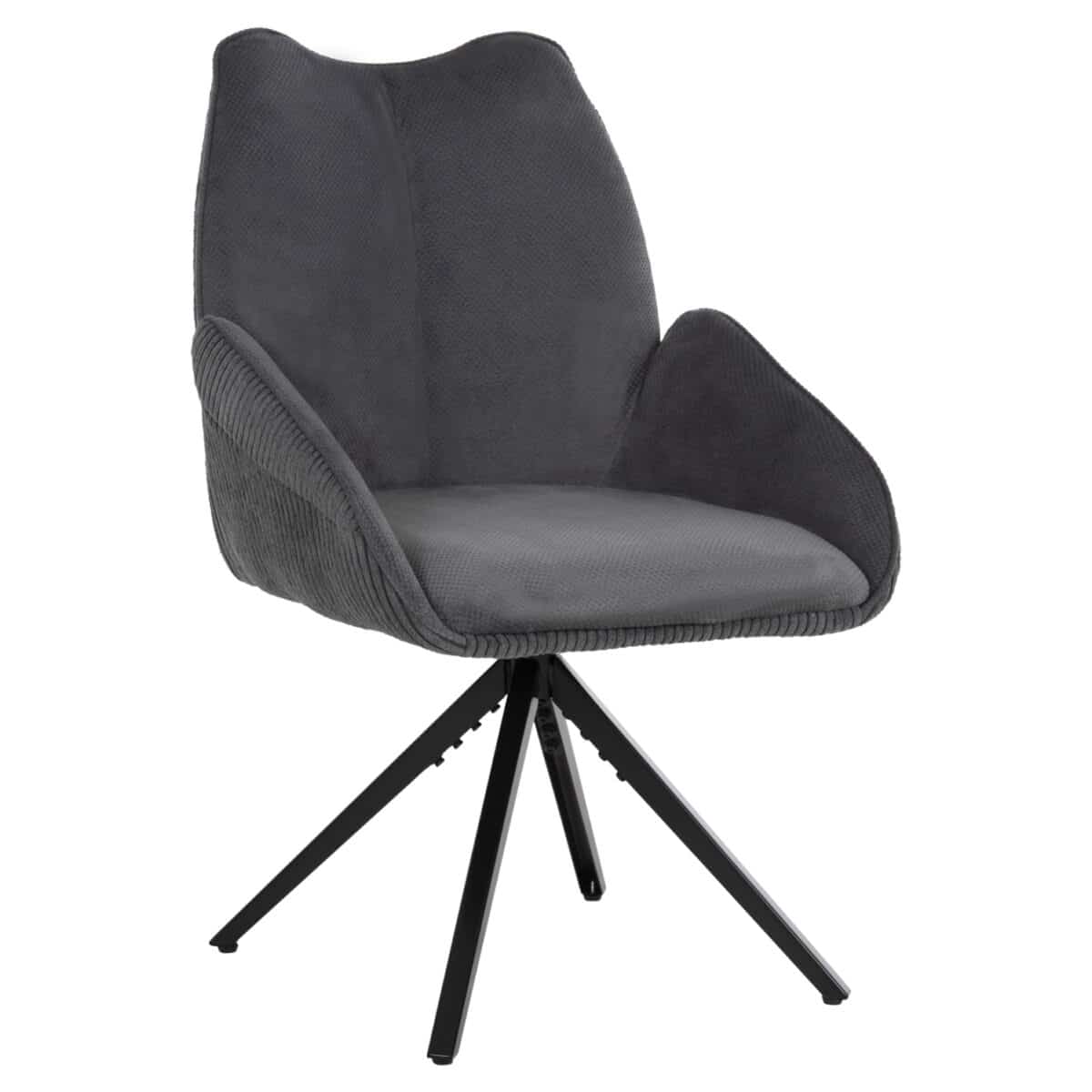 polythronaki-fb9984403-gkri-yfasma-mayri ΠΟΛΥΘΡΟΝΑΚΙ SHAI HM9844.03 ΓΚΡΙ ΥΦΑΣΜΑ-ΜΑΥΡΗ ΜΕΤΑΛΛΙΚΗ ΒΑΣΗ 61x63x93Υεκ. - Image 1