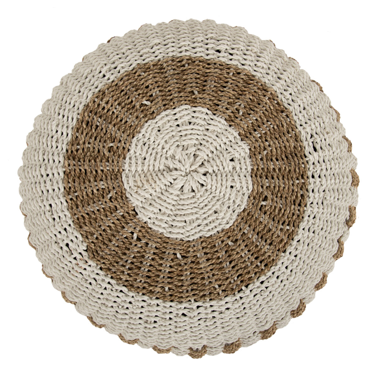 ΠΟΥΦ ΣΚΑΜΠΟ SARONI HM7851.01 SEAGRASS ΣΕ ΦΥΣΙΚΟ-ΛΕΥΚΟ ΧΡΩΜΑ Φ60x35Yεκ. - Image 5