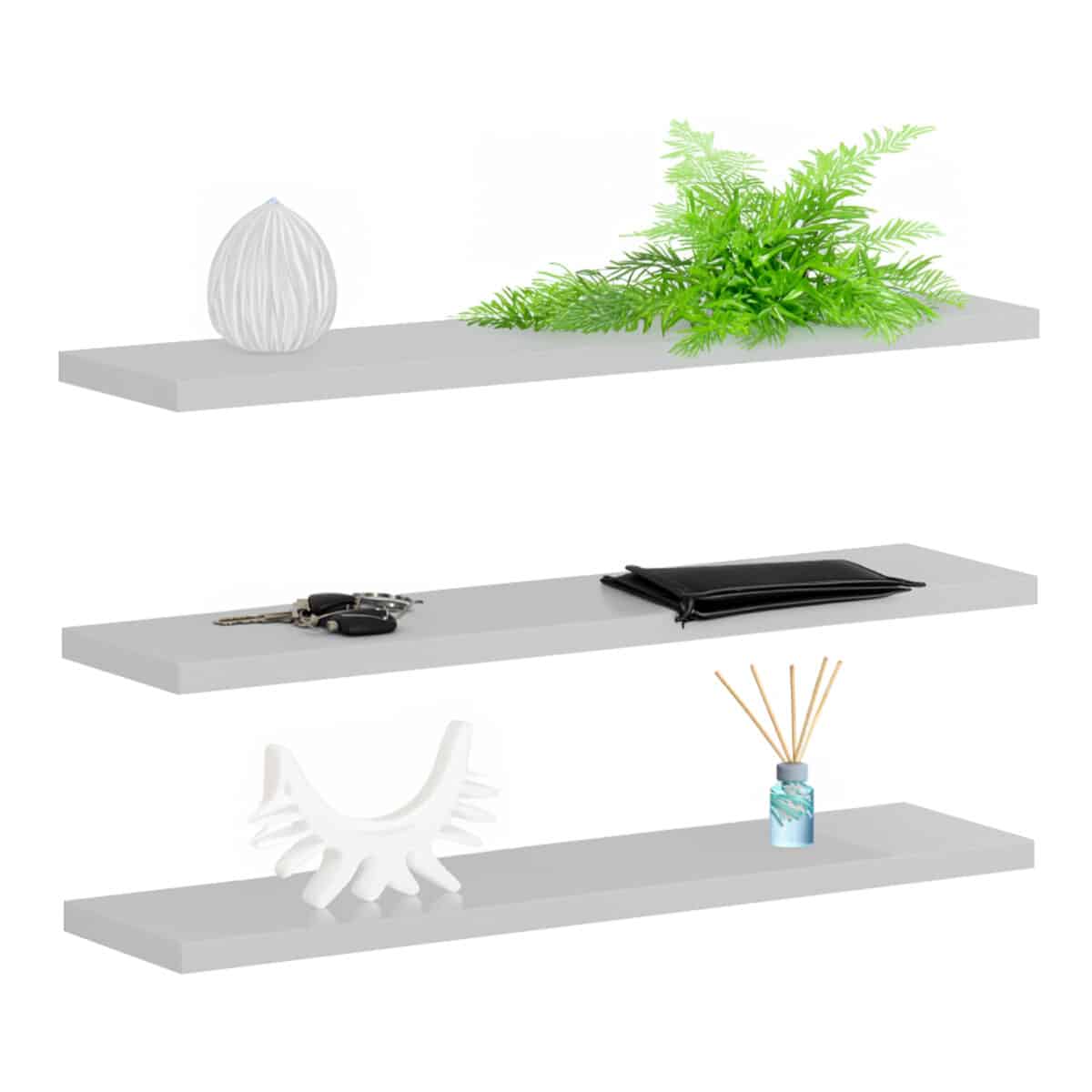 ΣΕΤ 3 ΡΑΦΙΑ ΤΟΙΧΟΥ CASSIUS HM8966.11 ΜΕΛΑΜΙΝΗ ΣΕ ΛΕΥΚΟ 60x14,5 εκ - Image 3