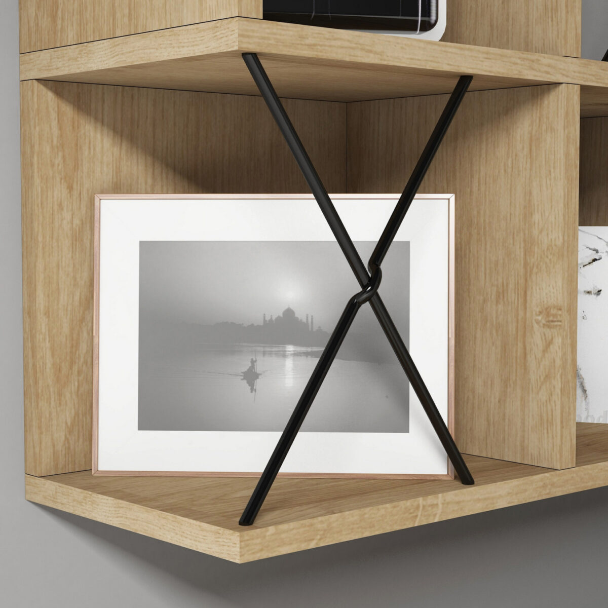 ΡΑΦΙΕΡΑ ΤΟΙΧΟΥ ΜΕΛΑΜΙΝΗΣ HM9520.01 ΣΕ ΦΥΣΙΚΟ OAK ΧΡΩΜΑ 60x24x60Y εκ. - Image 4