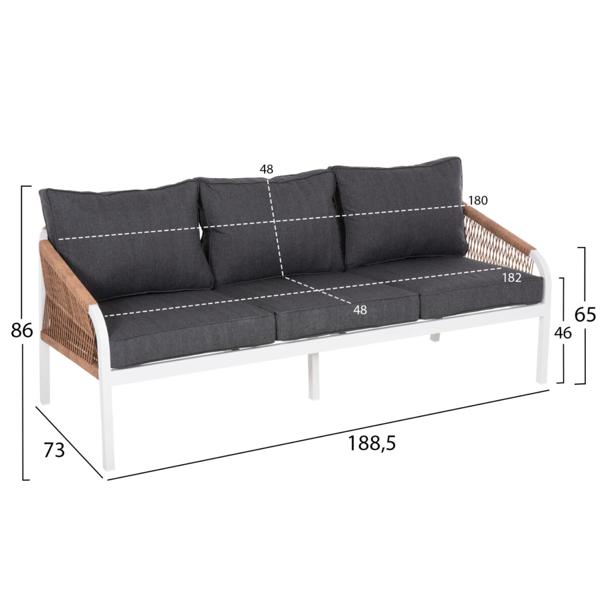 ΣΑΛΟΝΙ ΕΞΩΤ.ΧΩΡΟΥ 4ΤΜΧ MAERLY HM6056.01 ΑΛΟΥΜΙΝΙΟ ΛΕΥΚΟ-ΣΥΝΘ.ΣΧΟΙΝΙ-ΑΝΘΡΑΚΙ ΜΑΞΙΛΑΡΙΑ - Image 3