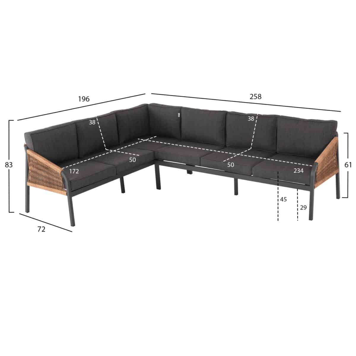 ΣΑΛΟΝΙ ΓΩΝΙΑ ΕΞ.ΧΩΡΟΥ MAERLY HM6140.02 ΑΛΟΥΜ. ΑΝΘΡΑΚΙ-ΣΥΝΘ.ΣΧΟΙΝΙ-ΑΝΘΡΑΚΙ ΜΑΞΙΛΑΡΙΑ - Image 2