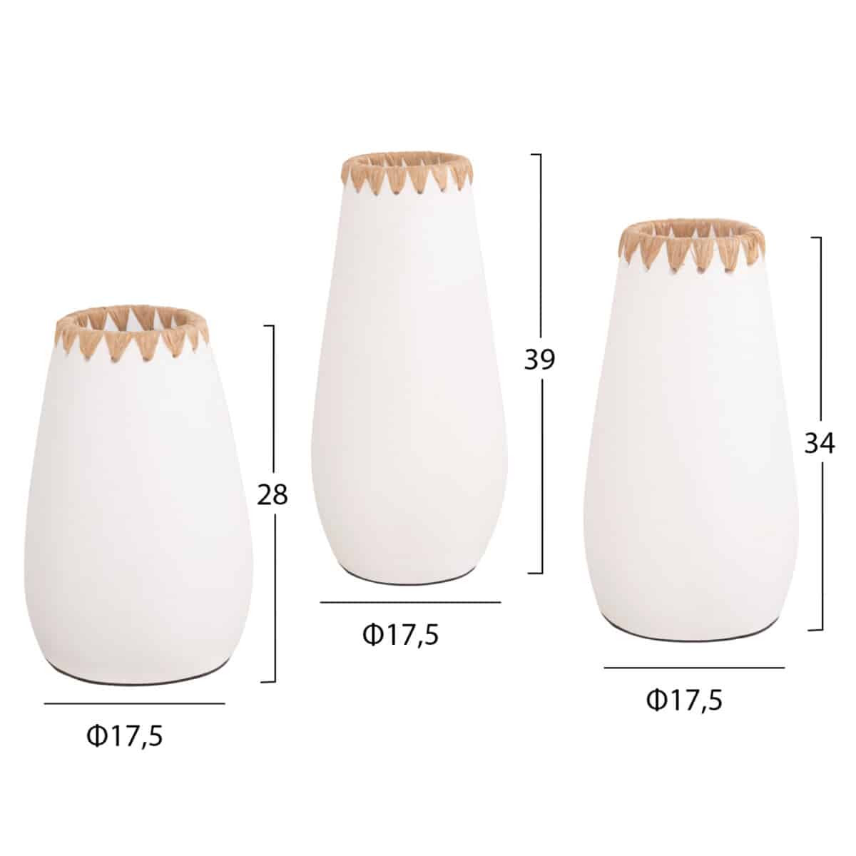 ΣΕΤ 3ΤΜΧ ΔΙΑΚΟΣΜΗΤΙΚΑ ΒΑΖΑ HM4373 ΤΕΡΑΚΟΤΑ ΣΕ ΛΕΥΚΟ ΜΕ ΠΛΕΞΗ ΨΑΘΑΣ ΣΤΟ ΣΤΟΜΙΟ - Image 2