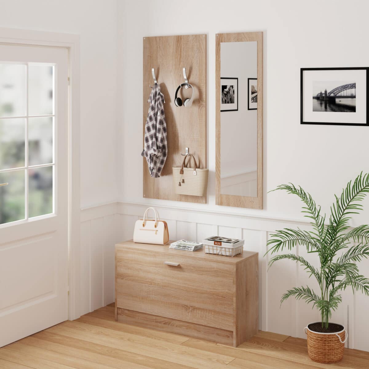 ΣΕΤ ΕΙΣΟΔΟΥ ΜΕ ΚΑΘΡΕΠΤΗ VERN HM2476.01 ΜΕΛΑΜΙΝΗ ΣΕ ΣΟΝΑΜΑ 80x27x175Υεκ - Image 3