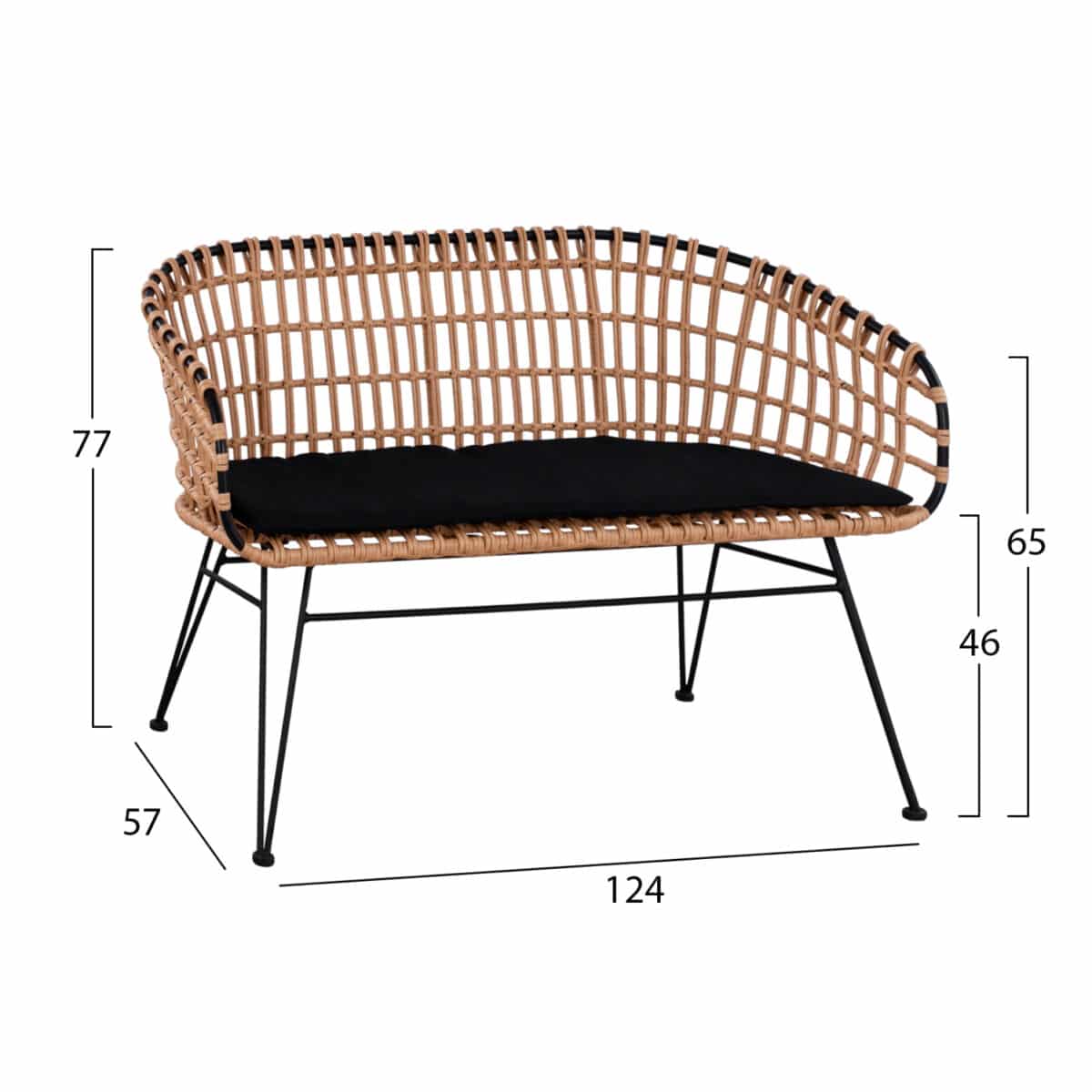 ΣΕΤ ΕΞΩΤ.ΧΩΡΟΥ 4ΤΜΧ ALLEGRA HM21051 ΣΥΝΘ.RATTAN ΜΠΕΖ-ΜΑΥΡΟ ΜΕΤΑΛΛΟ - Image 2