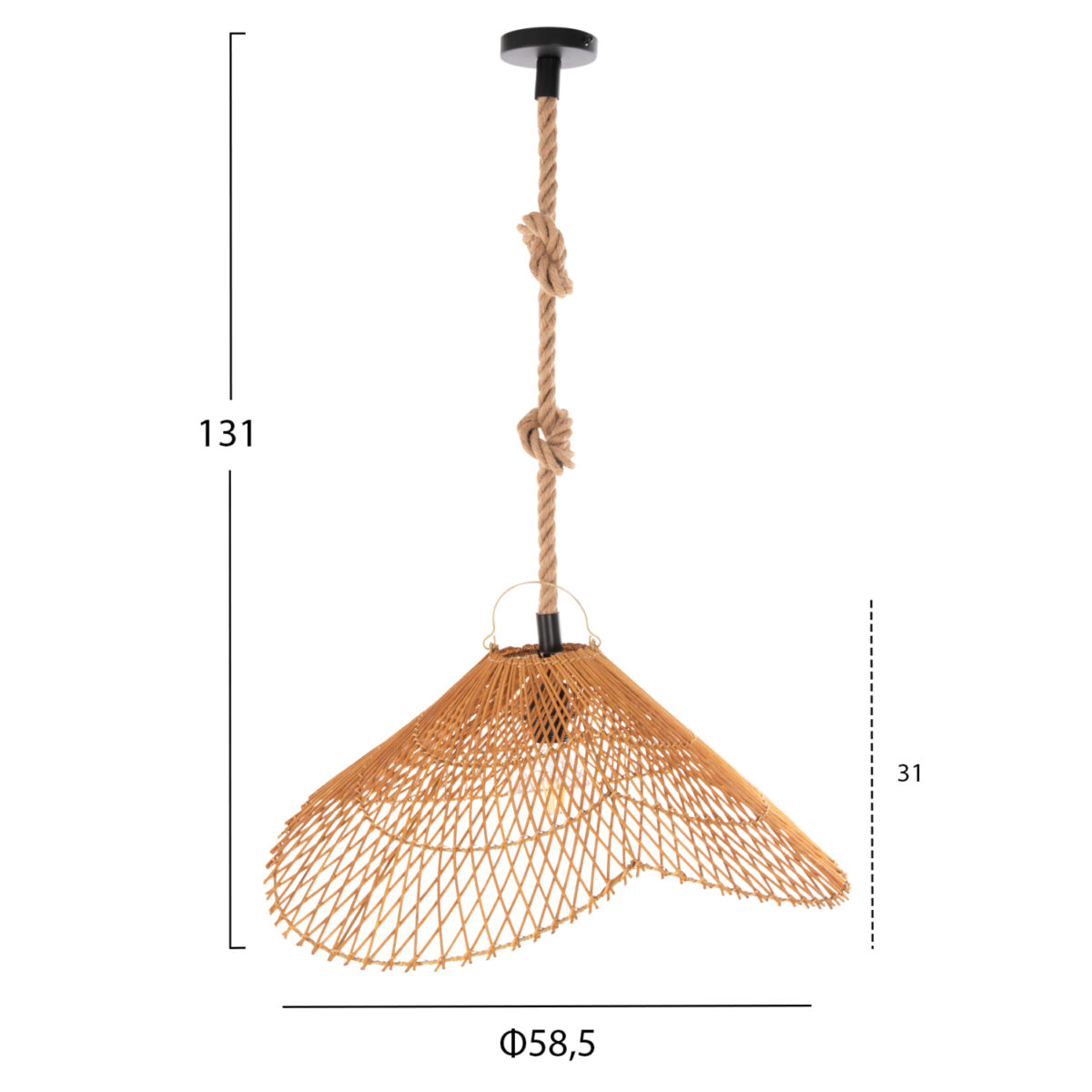 ΣΕΤ ΦΩΤΙΣΤΙΚΟ ΟΡΟΦΗΣ ΚΡΕΜΑΣΤΟ HM11925.01 ΣΧΟΙΝΙ ΚΑΙ ΦΥΣΙΚΟ RATTAN Φ58,5Χ131Υεκ. - Image 2