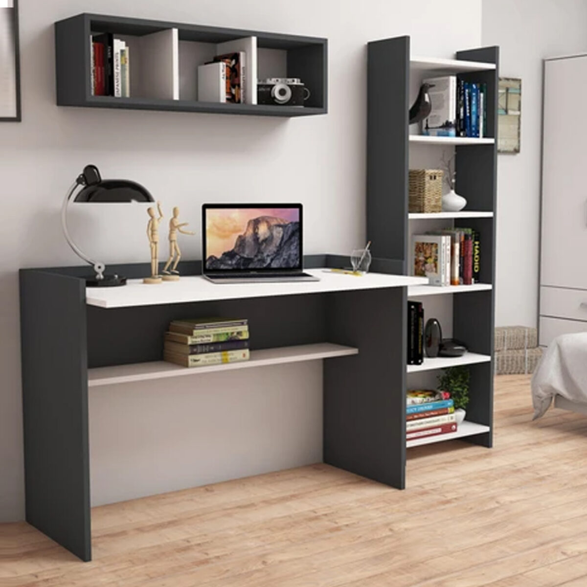 ΣΕΤ ΓΡΑΦΕΙΟΥ 3ΤΜΧ HM11776.13 ΜΕΛΑΜΙΝΗ ΣΕ ΓΚΡΙ ΚΑΙ ΛΕΥΚΟ ΧΡΩΜΑ - Image 2