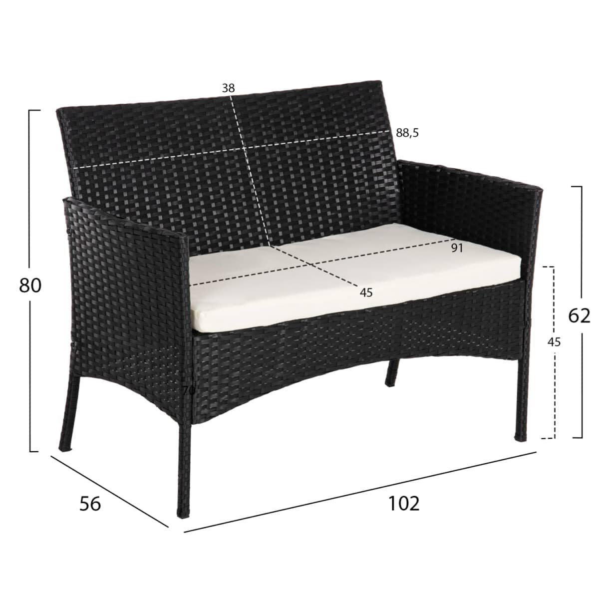 ΣΕΤ ΣΑΛΟΝΙ 4ΤΜΧ STASIA HM6089.04 ΣΥΝΘ.RATTAN ΜΑΥΡΟ-ΜΠΕΖ ΜΑΞΙΛΑΡΙΑ - Image 3