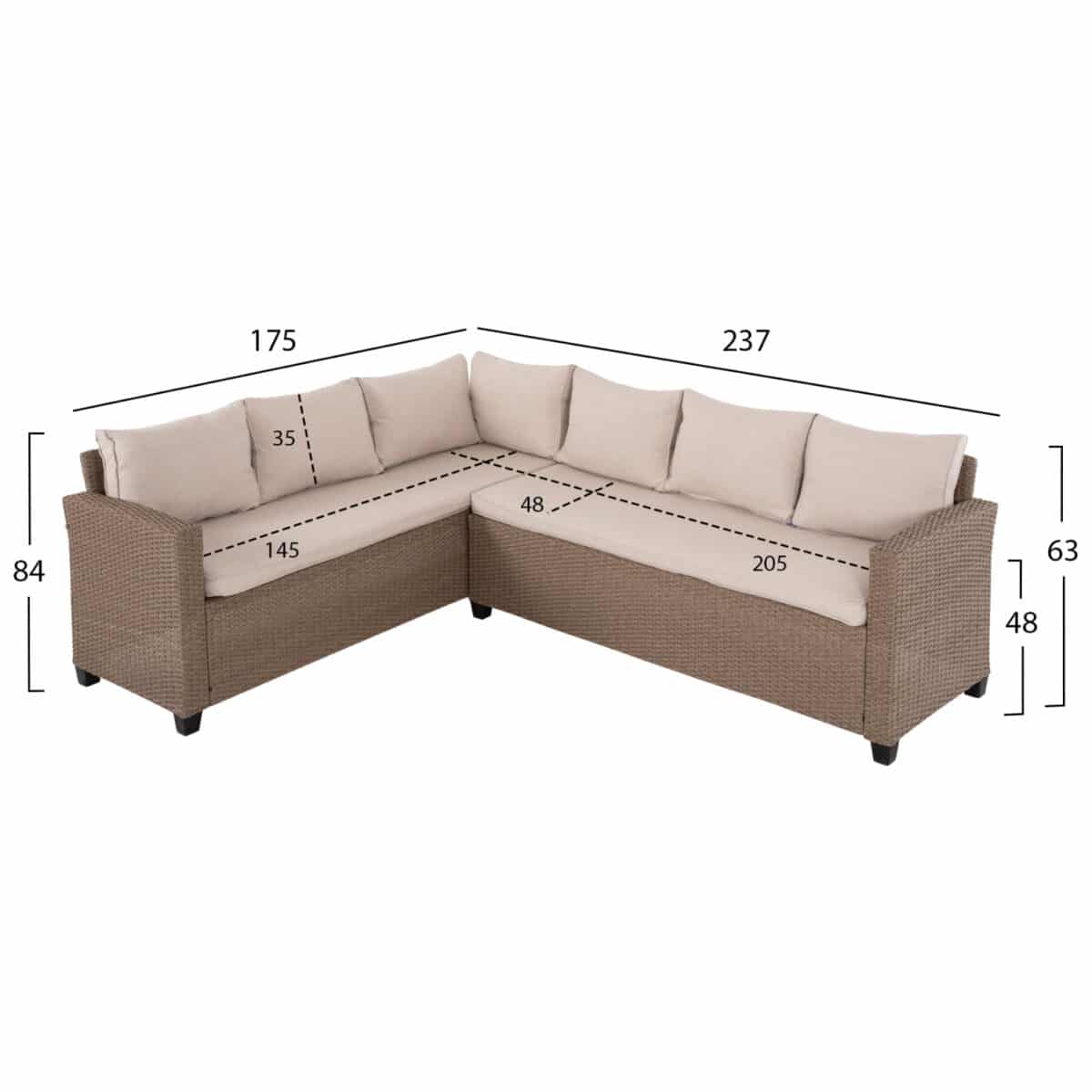 ΣΕΤ ΣΑΛΟΝΙ ΓΩΝΙΑ & ΤΡΑΠΕΖΙ CARSON HM6078.02 ΜΟΚΑ ΣΥΝΘ.RATTAN-ΜΑΞΙΛΑΡΙΑ - Image 2
