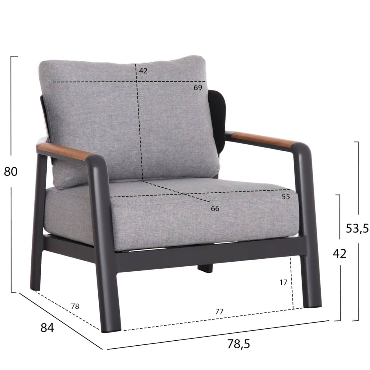 ΣΕΤ ΣΑΛΟΝΙ ΕΞ.ΧΩΡΟΥ 4ΤΜΧ ELARA ΗΜ6195.01 ΓΚΡΙ ΑΛΟΥΜΙΝΙΟ & OLEFIN-TEAK ΦΥΣΙΚΟ - Image 3