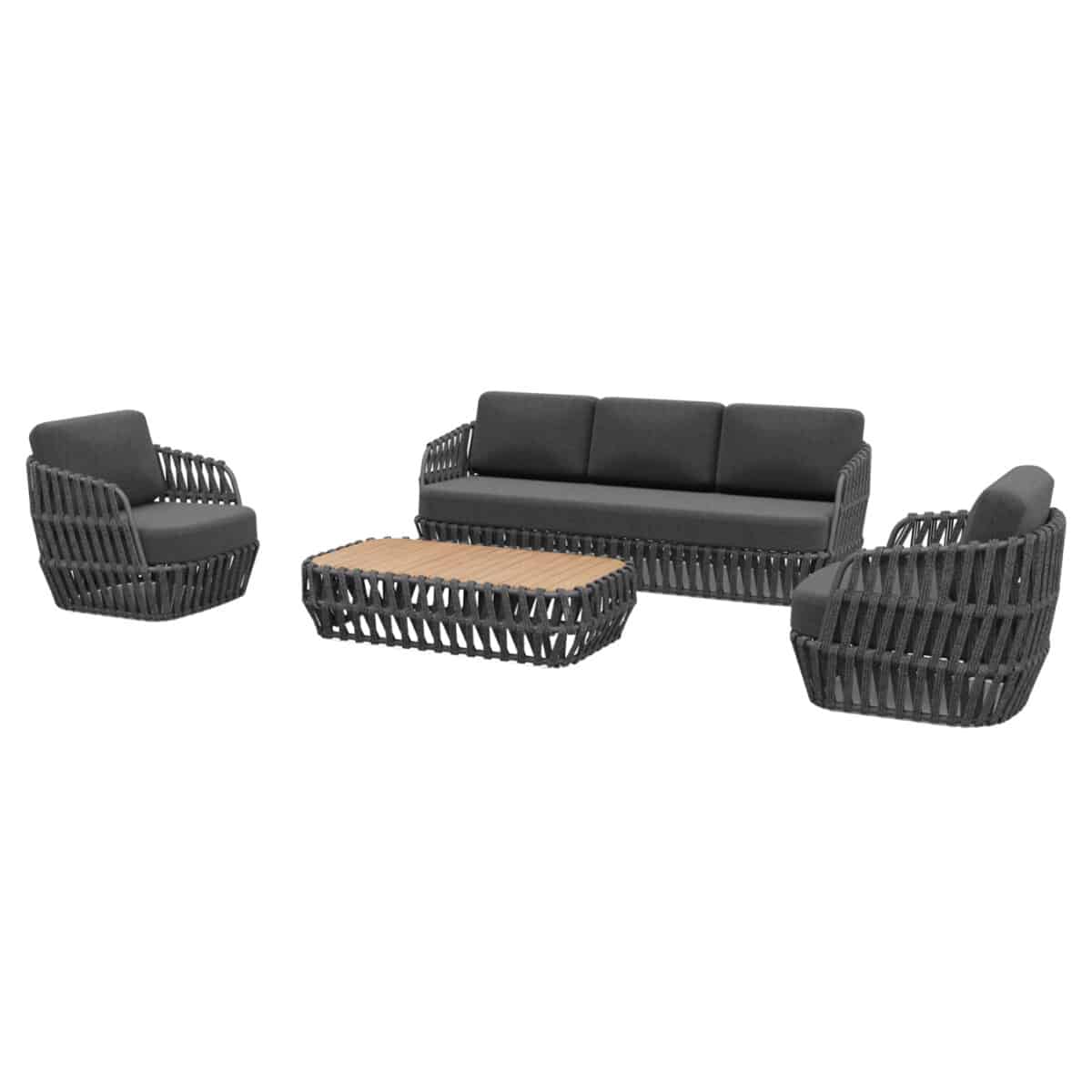 ΣΕΤ ΣΑΛΟΝΙ ΕΞ.ΧΩΡΟΥ 4ΤΜΧ SABO HM6208.01 ΣΚΟΥΡΟ ΓΚΡΙ OLEFIN-P.E.ΣΧΟΙΝΙ-ΑΛΟΥΜ.-ΞΥΛΟ TEAK - Image 2