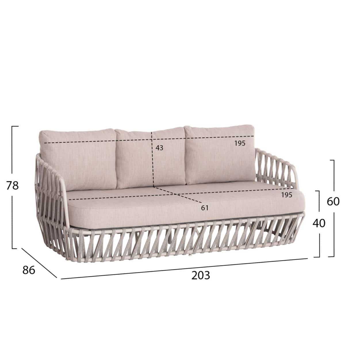 ΣΕΤ ΣΑΛΟΝΙ ΕΞ.ΧΩΡΟΥ 4ΤΜΧ SABO HM6208.02 ΜΠΕΖ OLEFIN & P.E.ΣΧΟΙΝΙ-ΚΡΕΜ ΑΛΟΥΜ.-ΞΥΛΟ TEAK - Image 2
