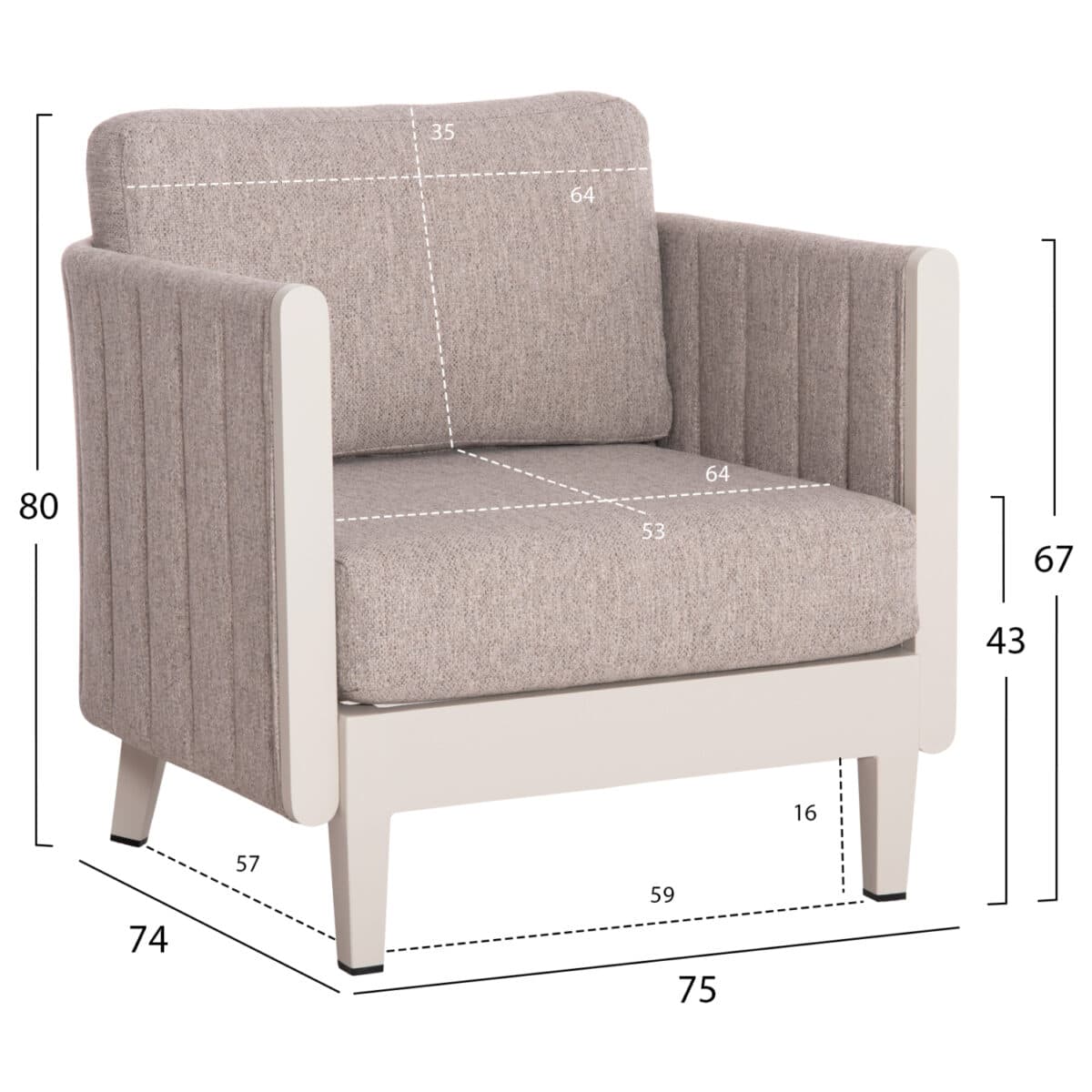 ΣΕΤ ΣΑΛΟΝΙ ΕΞΩΤΕΡΙΚΟΥ ΧΩΡΟΥ 4ΤΜΧ LARRY HM6188.02 ΑΛΟΥΜΙΝΙΟ ΣΑΜΠΑΝΙ- P.E.ΥΦΑΣΜΑ - Image 5