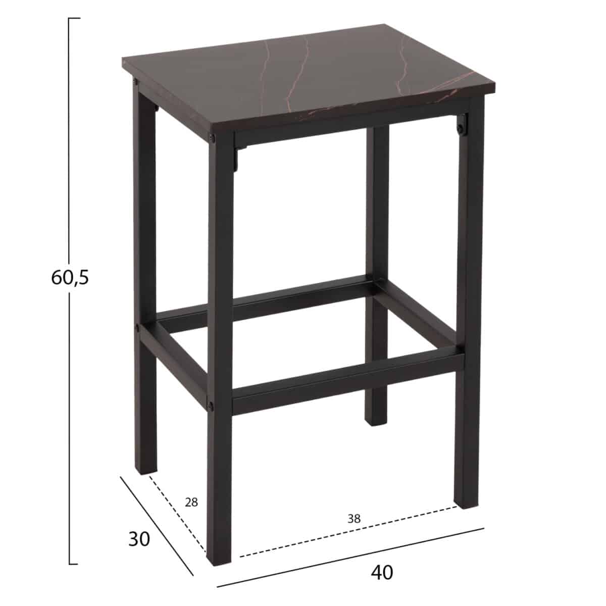 ΣΕΤ ΤΡΑΠΕΖΑΡΙΑ ΜΠΑΡ 5ΤΜΧ BOXY HM9882.13 ΜΑΥΡΟ ΜΕΤΑΛΛΟ-ΜΕΛΑΜΙΝΗ ΜΑΥΡΟ ΜΑΡΜΑΡΟ - Image 2