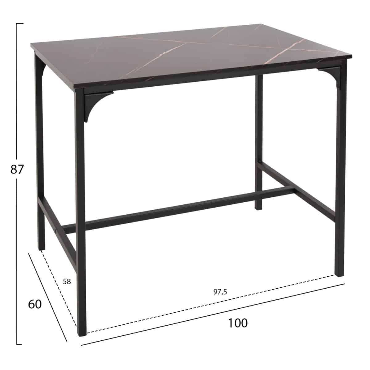 ΣΕΤ ΤΡΑΠΕΖΑΡΙΑ ΜΠΑΡ 5ΤΜΧ BOXY HM9882.13 ΜΑΥΡΟ ΜΕΤΑΛΛΟ-ΜΕΛΑΜΙΝΗ ΜΑΥΡΟ ΜΑΡΜΑΡΟ - Image 3