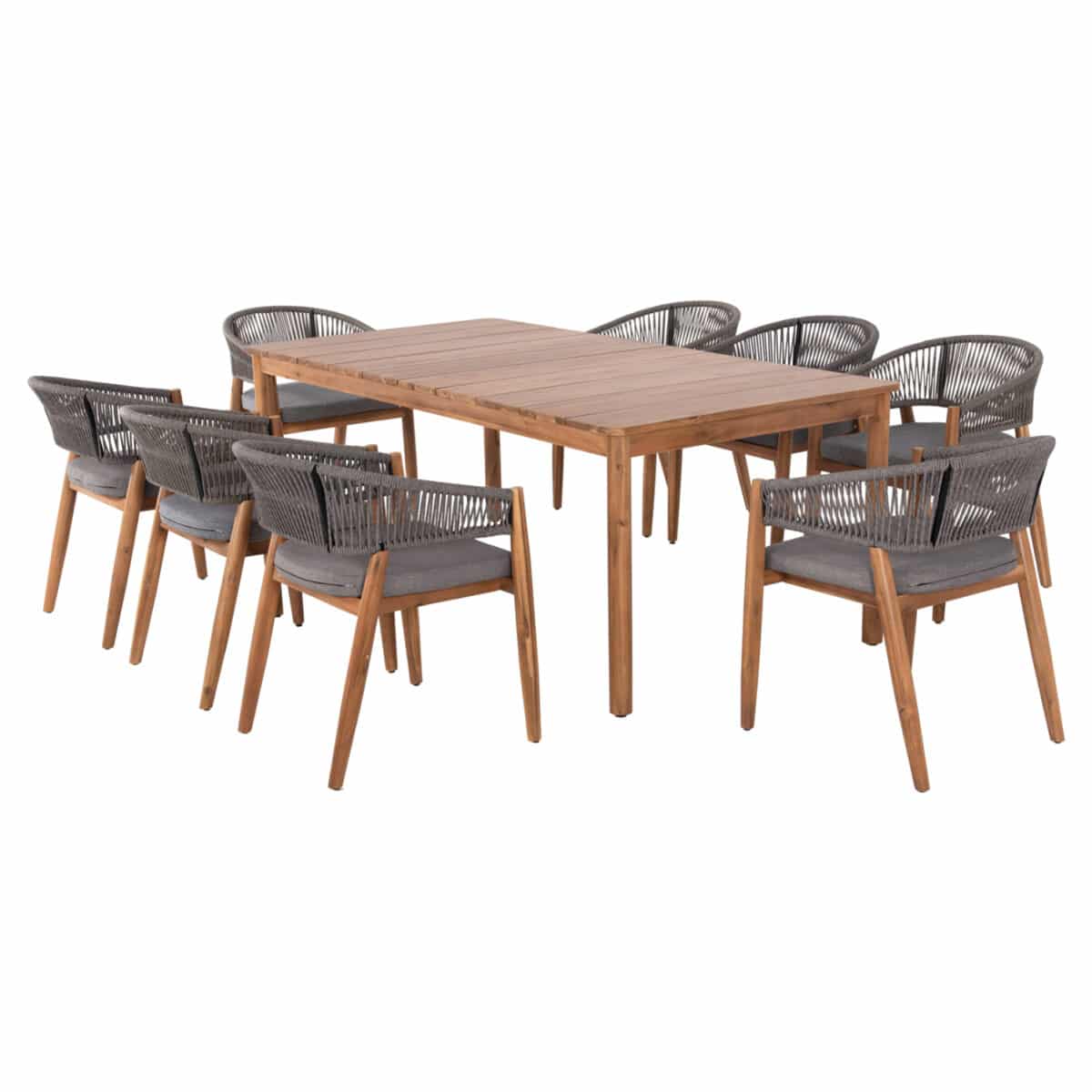 ΣΕΤ ΤΡΑΠΕΖΑΡΙΑΣ 9ΤΜΧ NAVANT HM21066.01 ΤΡΑΠΕΖΙ ΜΕ 8 ΚΑΡΕΚΛΕΣ ΞΥΛΟ ΑΚΑΚΙΑΣ-ΣΧΟΙΝΙ ΓΚΡΙ - Image 4