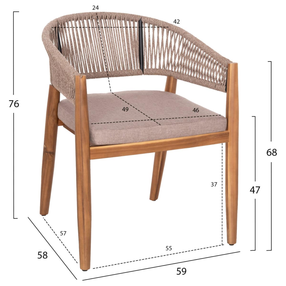 ΣΕΤ ΤΡΑΠΕΖΑΡΙΑΣ 9ΤΜΧ NAVANT HM21066.02 ΤΡΑΠΕΖΙ & 8 ΚΑΡΕΚΛΕΣ ΞΥΛΟ ΑΚΑΚΙΑΣ-ΣΧΟΙΝΙ ΜΠΕΖ - Image 3