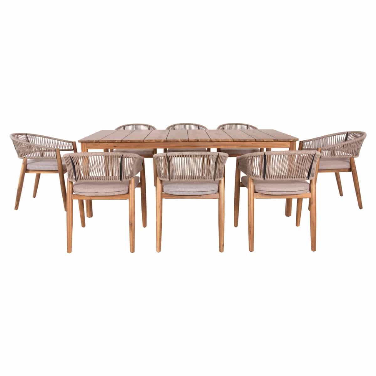 ΣΕΤ ΤΡΑΠΕΖΑΡΙΑΣ 9ΤΜΧ NAVANT HM21066.02 ΤΡΑΠΕΖΙ & 8 ΚΑΡΕΚΛΕΣ ΞΥΛΟ ΑΚΑΚΙΑΣ-ΣΧΟΙΝΙ ΜΠΕΖ - Image 6