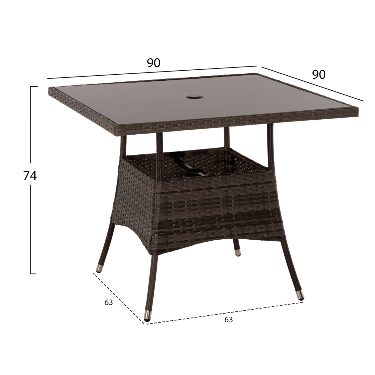 ΣΕΤ ΤΡΑΠΕΖΑΡΙΑΣ ΕΞΩΤ.ΧΩΡΟΥ 5ΤΜΧ HM5965 ΚΑΦΕ RATTAN-ΜΕΤΑΛΛΙΚΟΣ ΣΚΕΛΕΤΟΣ-ΓΥΑΛΙΝΗ ΕΠΙΦΑΝΕΙΑ - Image 2