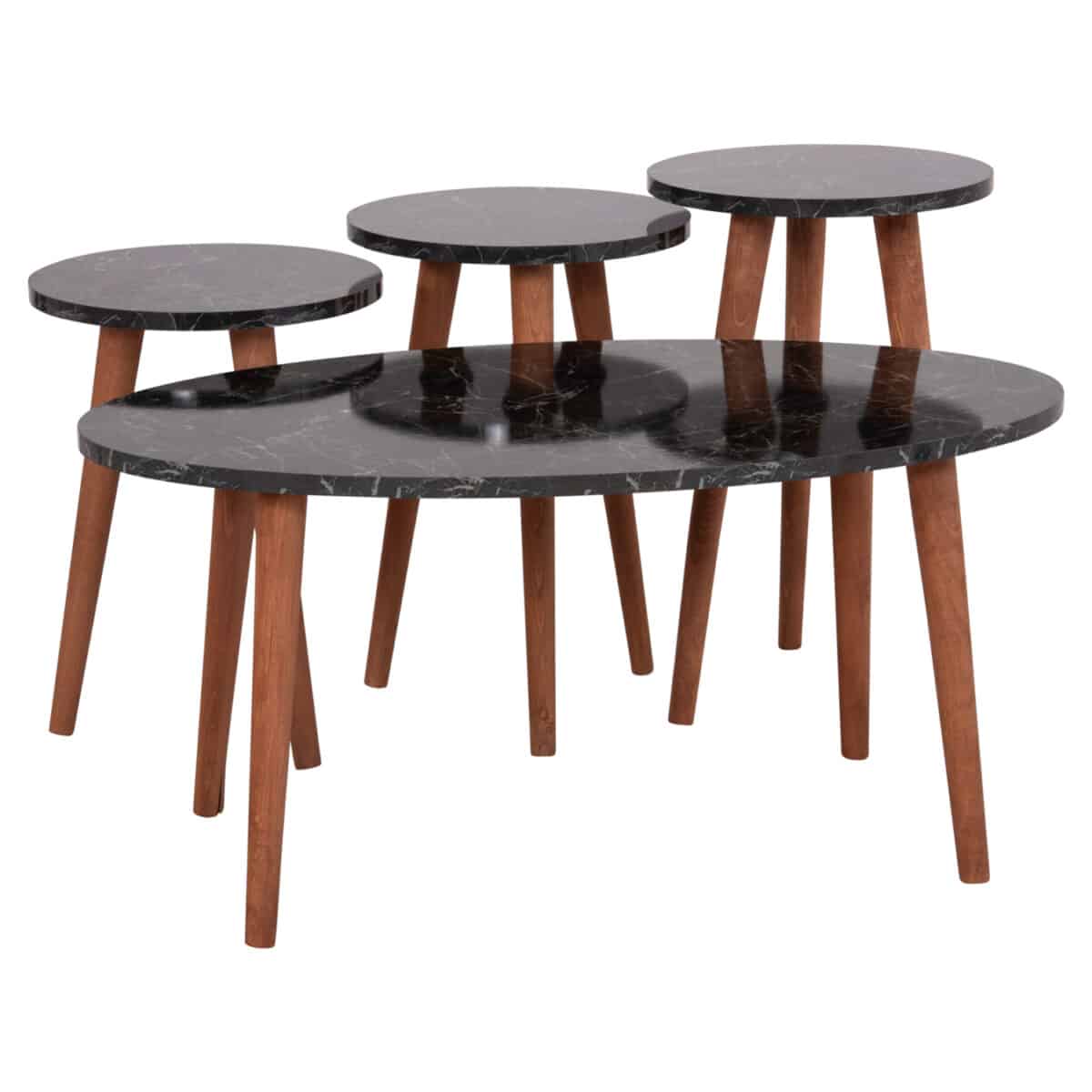 ΣΕΤ ΤΡΑΠΕΖΙ ΣΑΛΟΝΙΟΥ & 3 ΒΟΗΘ.ΤΡΑΠΕΖΙΑ VITAL HM18180.02 ΜΕΛΑΜΙΝΗ ΜΑΥΡΟ ΜΑΡΜΑΡΟ-ΚΑΡΥΔΙ ΠΟΔΙΑ - Image 4