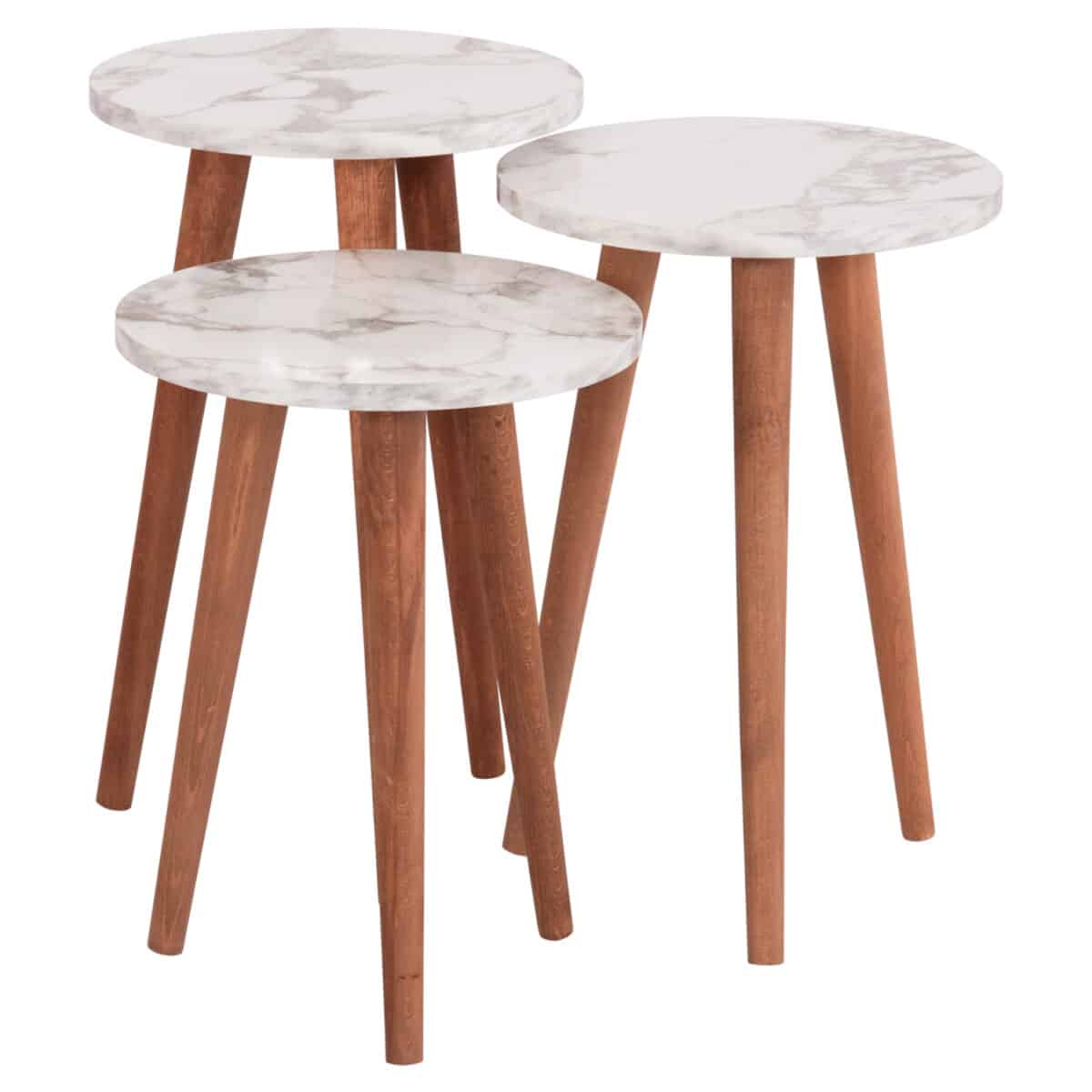 ΣΕΤ ΤΡΑΠΕΖΙ ΣΑΛΟΝΙΟΥ & 3 ΒΟΗΘ.ΤΡΑΠΕΖΙΑ VITAL HM18180.03 ΜΕΛΑΜΙΝΗ ΛΕΥΚΟ ΜΑΡΜΑΡΟ-ΚΑΡΥΔΙ ΠΟΔΙΑ - Image 5