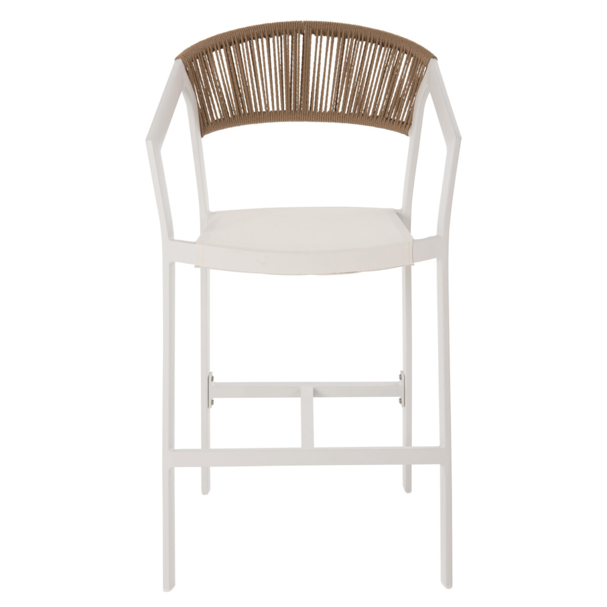 ΣΚΑΜΠΟ ΑΛΟΥΜΙΝΙΟΥ HM5892.12 ΜΕΣΑΙΟΥ ΥΨΟΥΣ RATTAN & TEXTLINE ΛΕΥΚΟ ΜΠΕΖ 55x56,5x99Y - Image 3