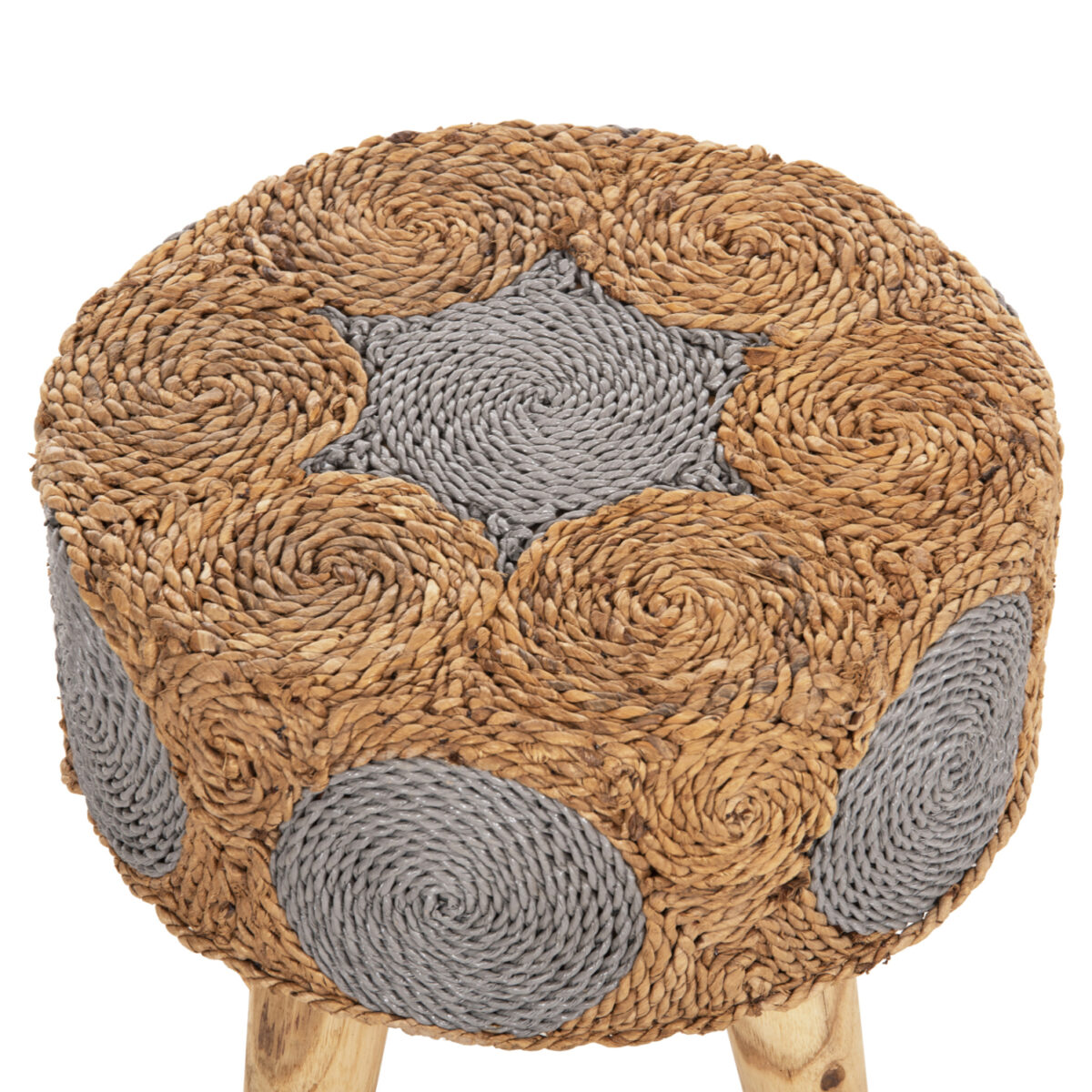 ΣΚΑΜΠΟ BEAM HM7826 ΞΥΛΟ ΤΕΑΚ ΚΑΙ SEAGRASS ΣΕ ΦΥΣΙΚΟ & ΓΚΡΙ Φ43x45Yεκ. - Image 4