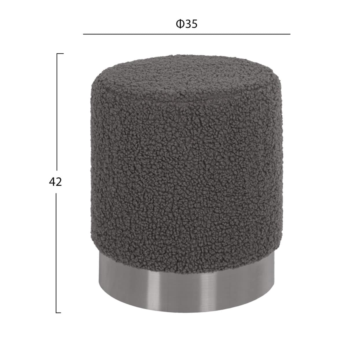 ΣΚΑΜΠΟ LEVY HM8408.21 ΓΚΡΙ ΜΠΟΥΚΛΕ ΥΦΑΣΜΑ ΜΕ ΑΣΗΜΙ ΒΑΣΗ Φ35x42Υ εκ. - Image 2