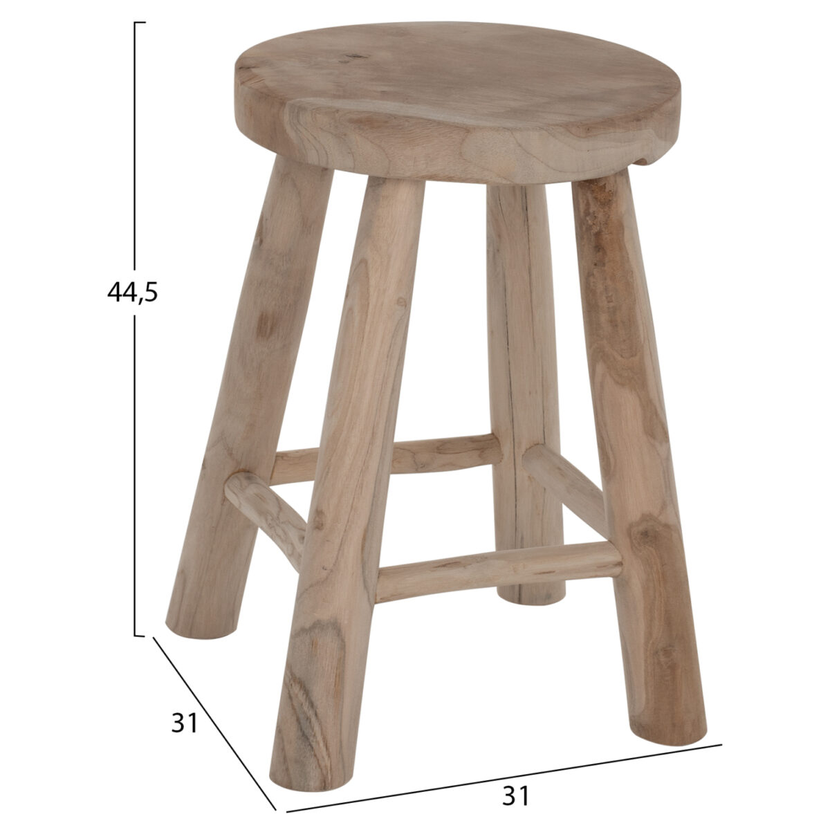 ΣΚΑΜΠΟ KONT HM9337 ΑΠΟ ΜΑΣΙΦ ΞΥΛΟ TΕΑK ΦΥΣΙΚΟ ΧΑΜΗΛΟΥ ΥΨΟΥΣ Φ35Χ45Υεκ. - Image 2