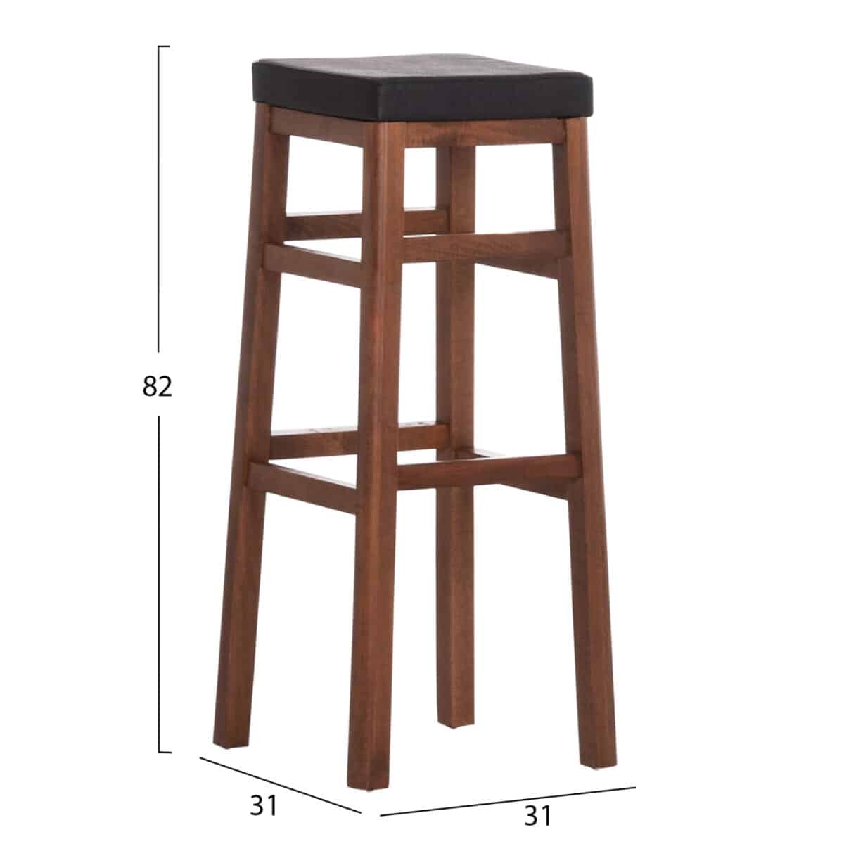 ΣΚΑΜΠO ΚΑΦΕΝΕΙΟΥ ΚΑΦΕ ΜΕ PU ΜΑΥΡΟ ΤΕΤΡΑΓΩΝΟ HM8069 30x34x82Υ εκ. - Image 2